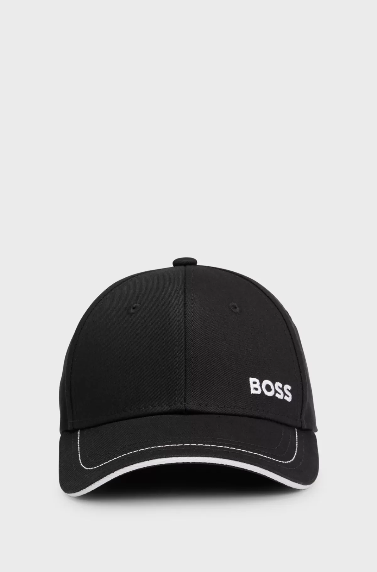 HUGO BOSS Kasket I Bomuldstwill Med Broderet Logo Og Metalspænde Sort Shop