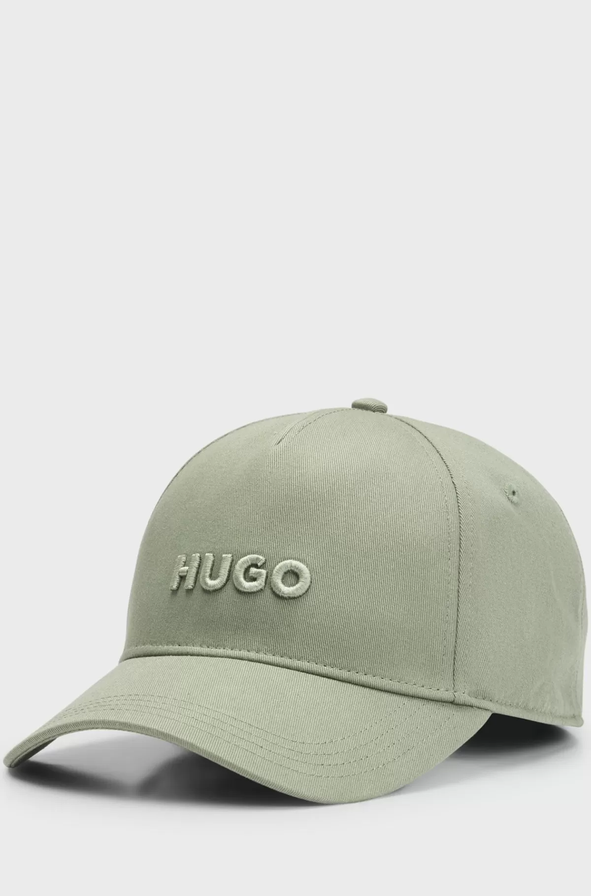HUGO BOSS Kasket I Bomuldstwill Med Logo Foran Og På Skyggen Lysegrøn Fashion