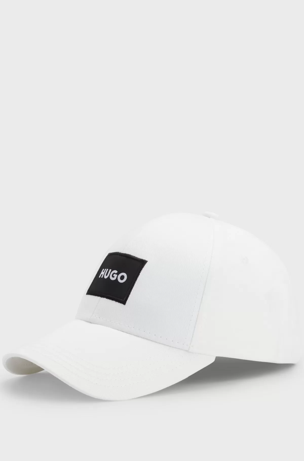 HUGO BOSS Kasket I Bomuldstwill Med Logomærkat Hvid Fashion