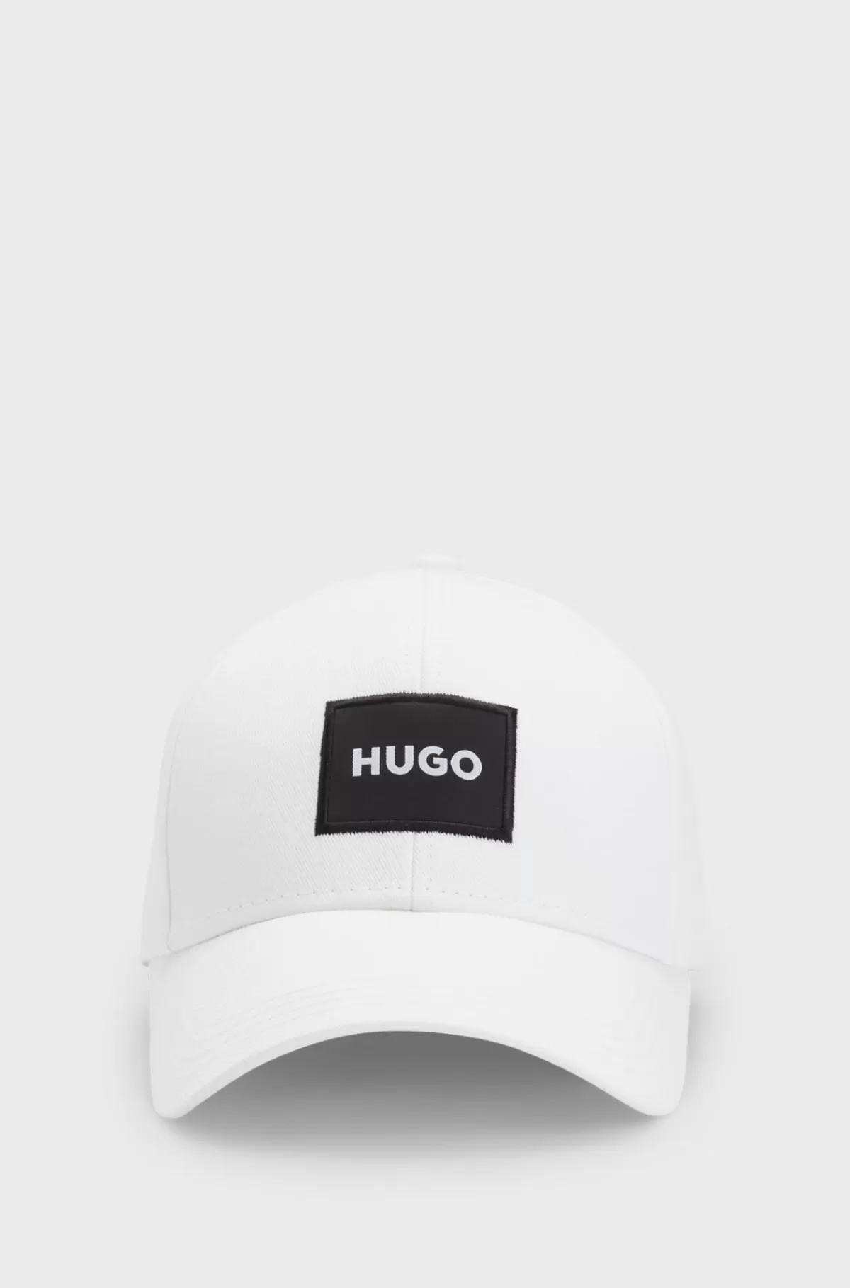 HUGO BOSS Kasket I Bomuldstwill Med Logomærkat Hvid Fashion