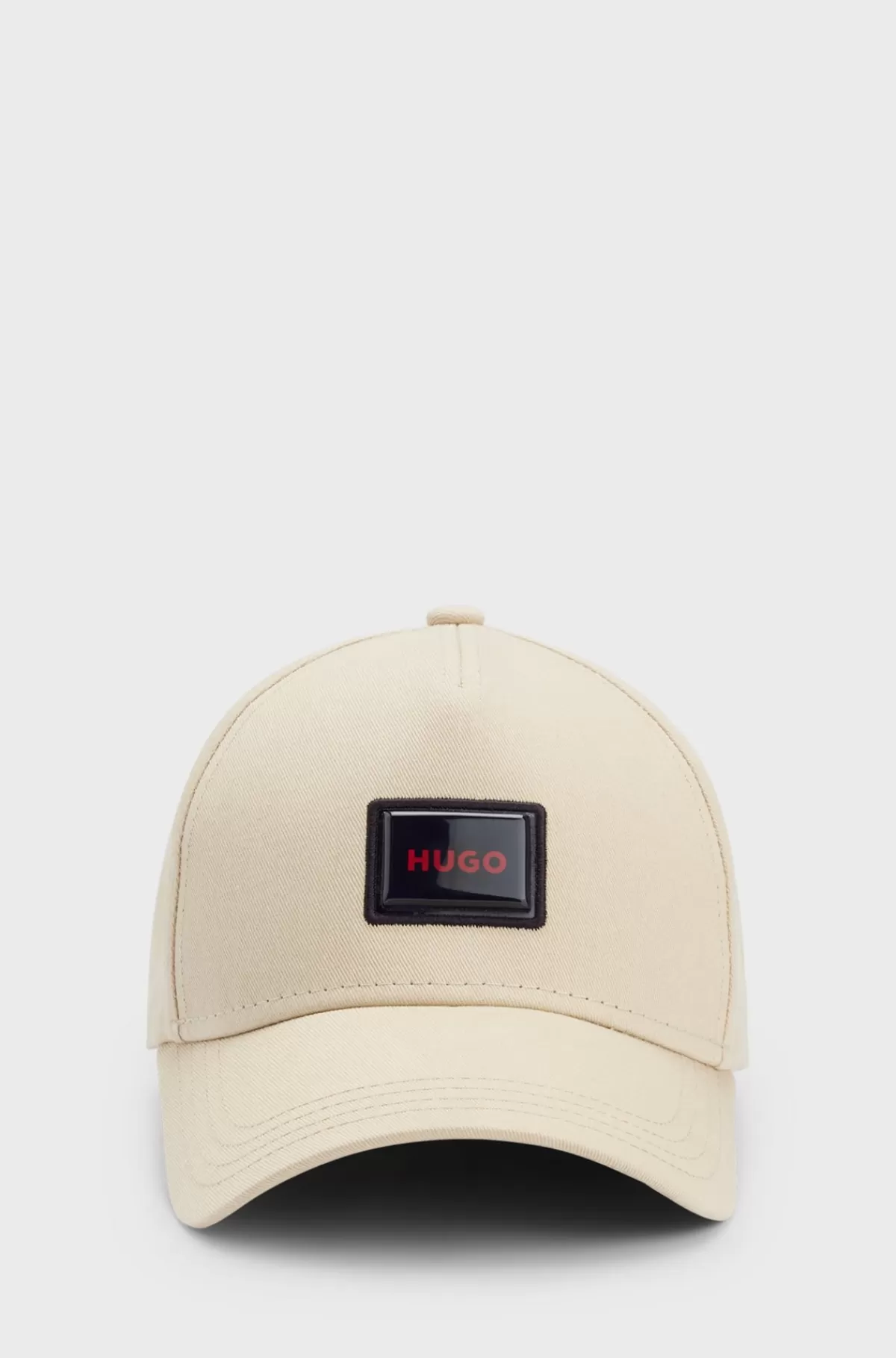 HUGO BOSS Kasket I Bomuldstwill Med Logomærke Lys beige Cheap