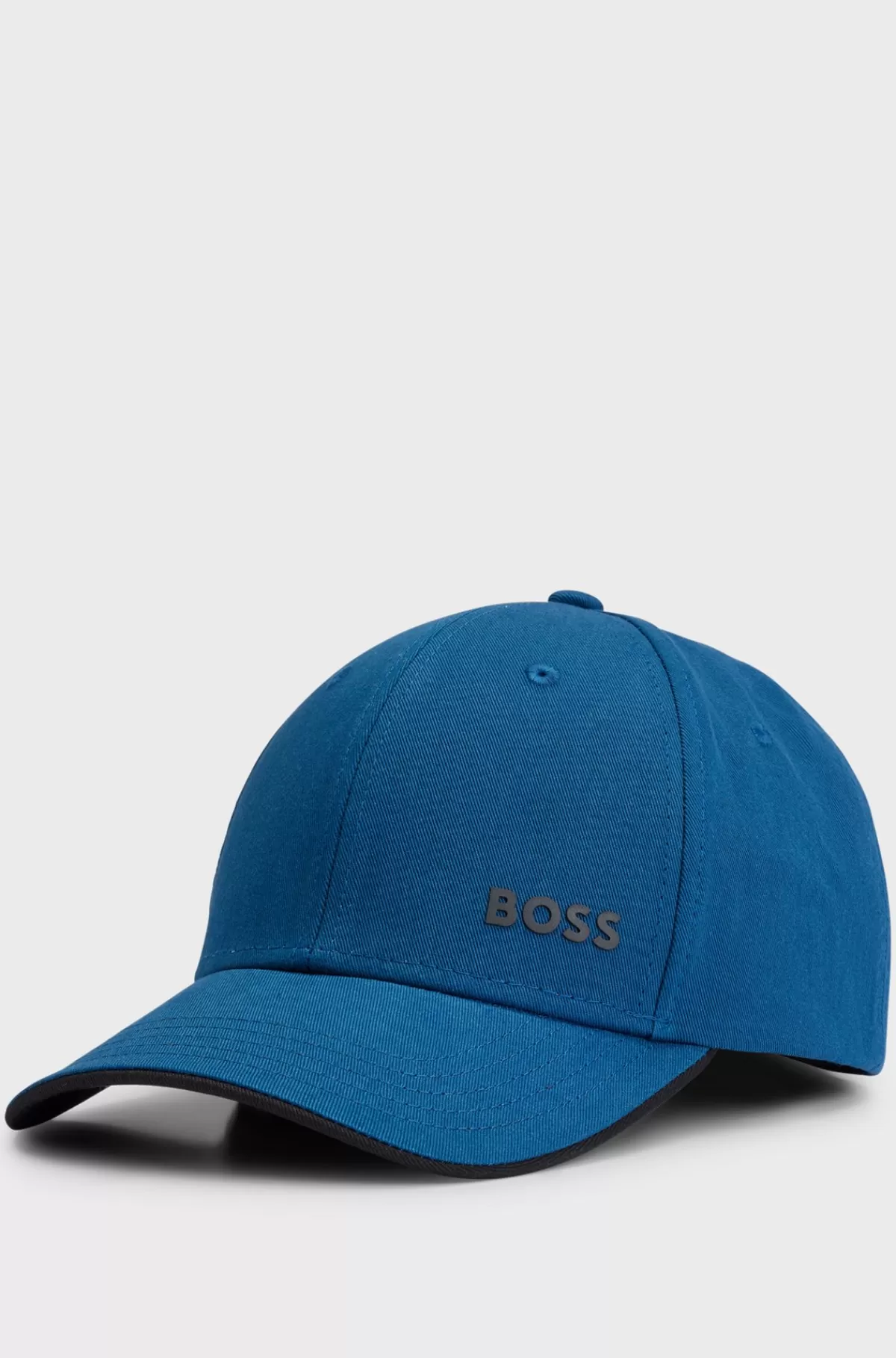 HUGO BOSS Kasket I Bomuldstwill Med Logoprint Lyseblå Fashion