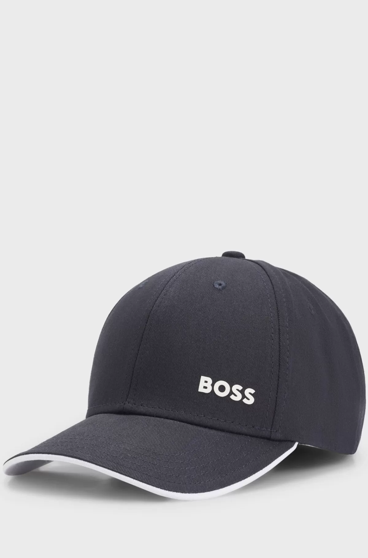 HUGO BOSS Kasket I Bomuldstwill Med Logoprint Mørkeblå Store