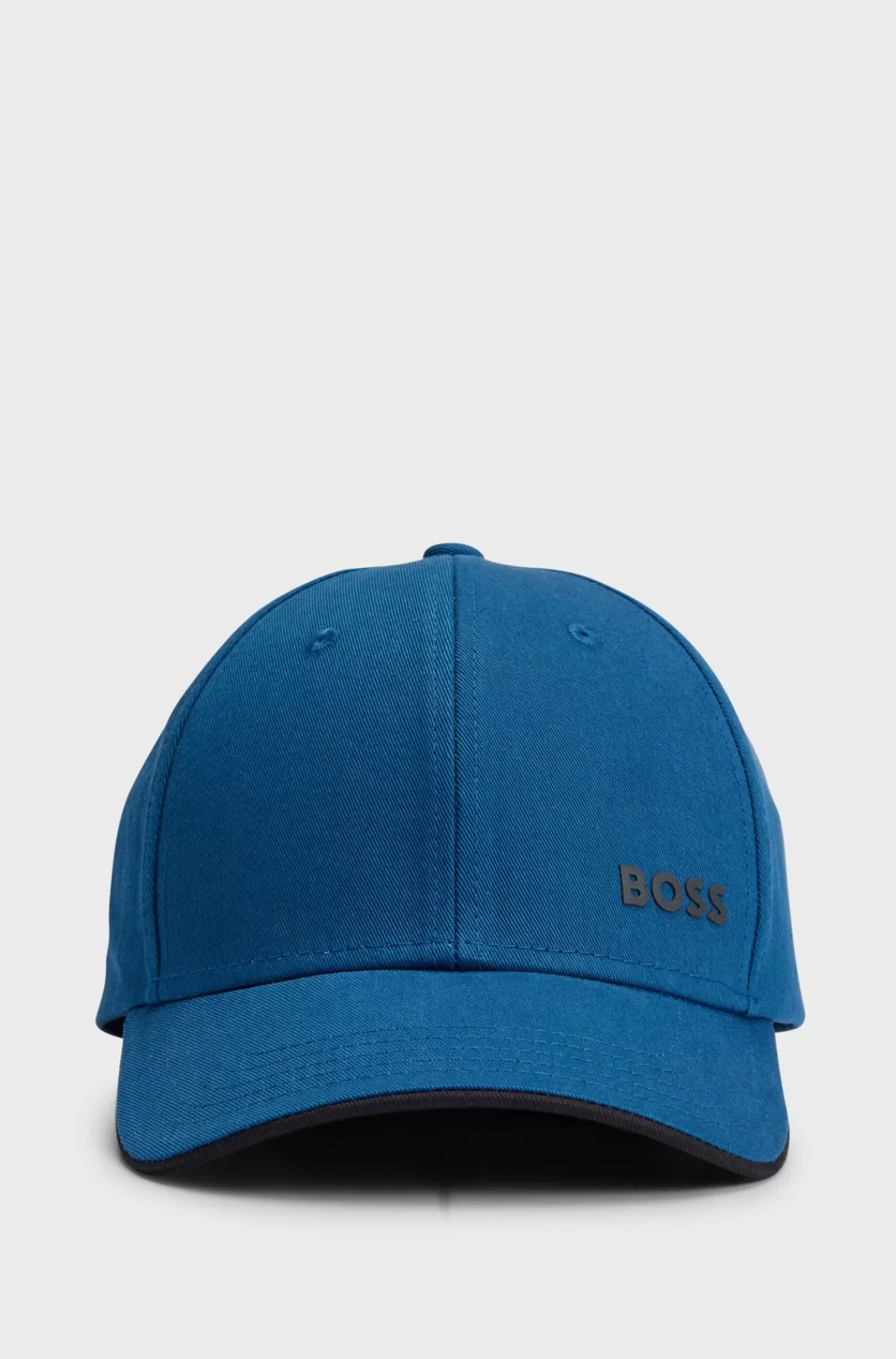 HUGO BOSS Kasket I Bomuldstwill Med Logoprint Lyseblå Fashion