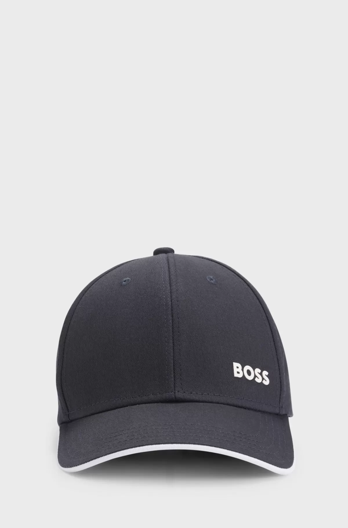 HUGO BOSS Kasket I Bomuldstwill Med Logoprint Mørkeblå Store