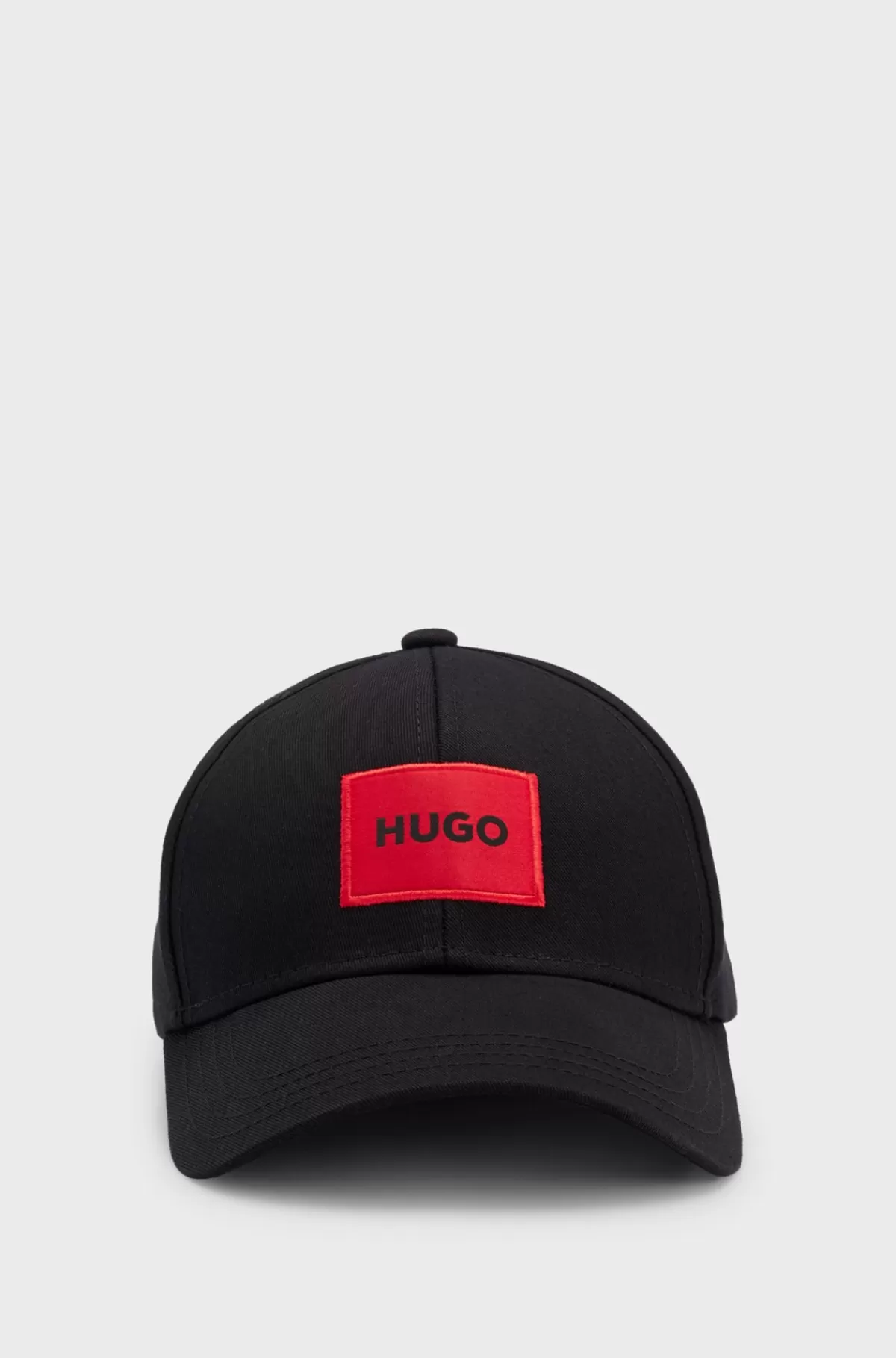 HUGO BOSS Kasket I Bomuldstwill Med Rødt Logomærkat Sort Hot