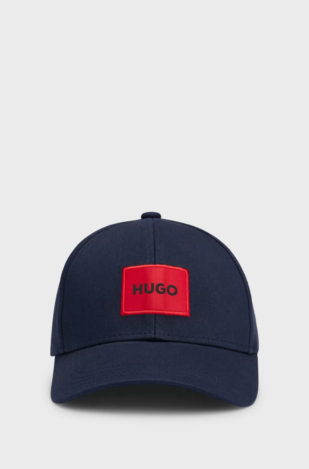 HUGO BOSS Kasket I Bomuldstwill Med Rødt Logomærkat Mørkeblå Discount