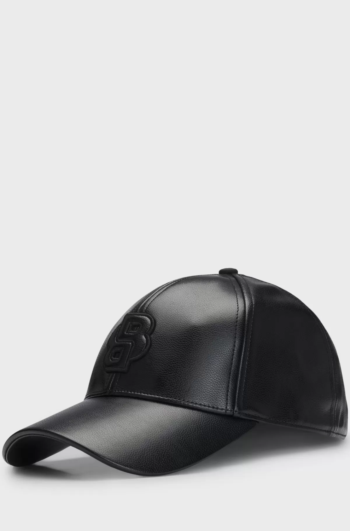 HUGO BOSS Kasket I Imiteret Læder Med Dobbelt B-monogram Sort Store