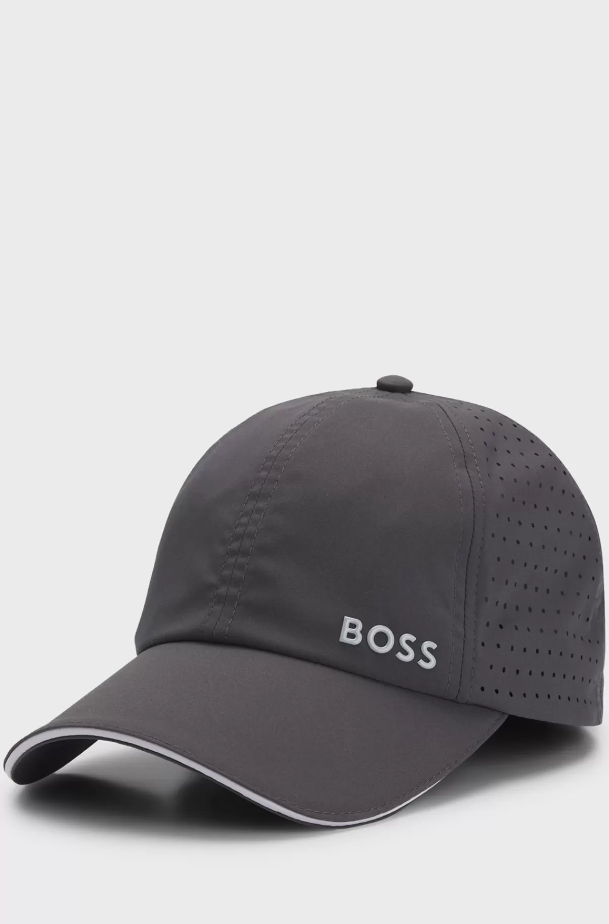 HUGO BOSS Kasket I Taft Med Laserskåret, Prikket Mønster Mørkegrå Online