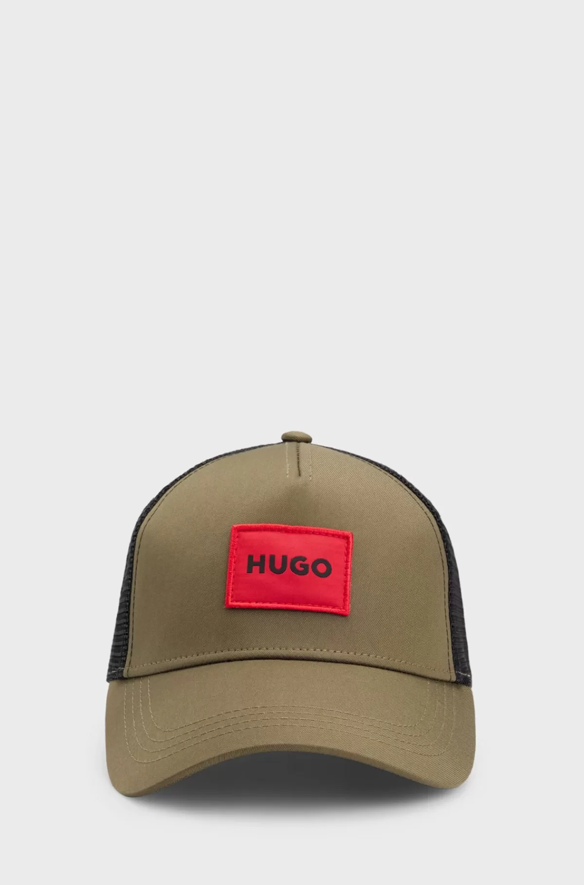 HUGO BOSS Kasket I Twill Med Rødt Logomærke Kaki Flash Sale