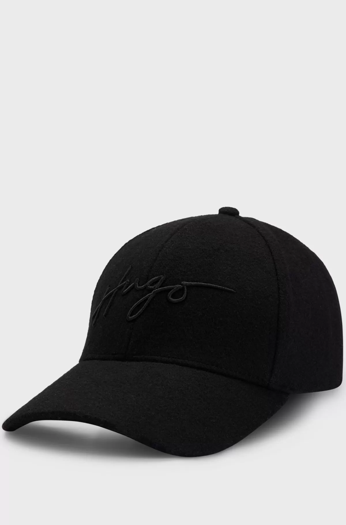 HUGO BOSS Kasket I Uldblanding Med Broderet Håndskrevet Logo Sort Cheap