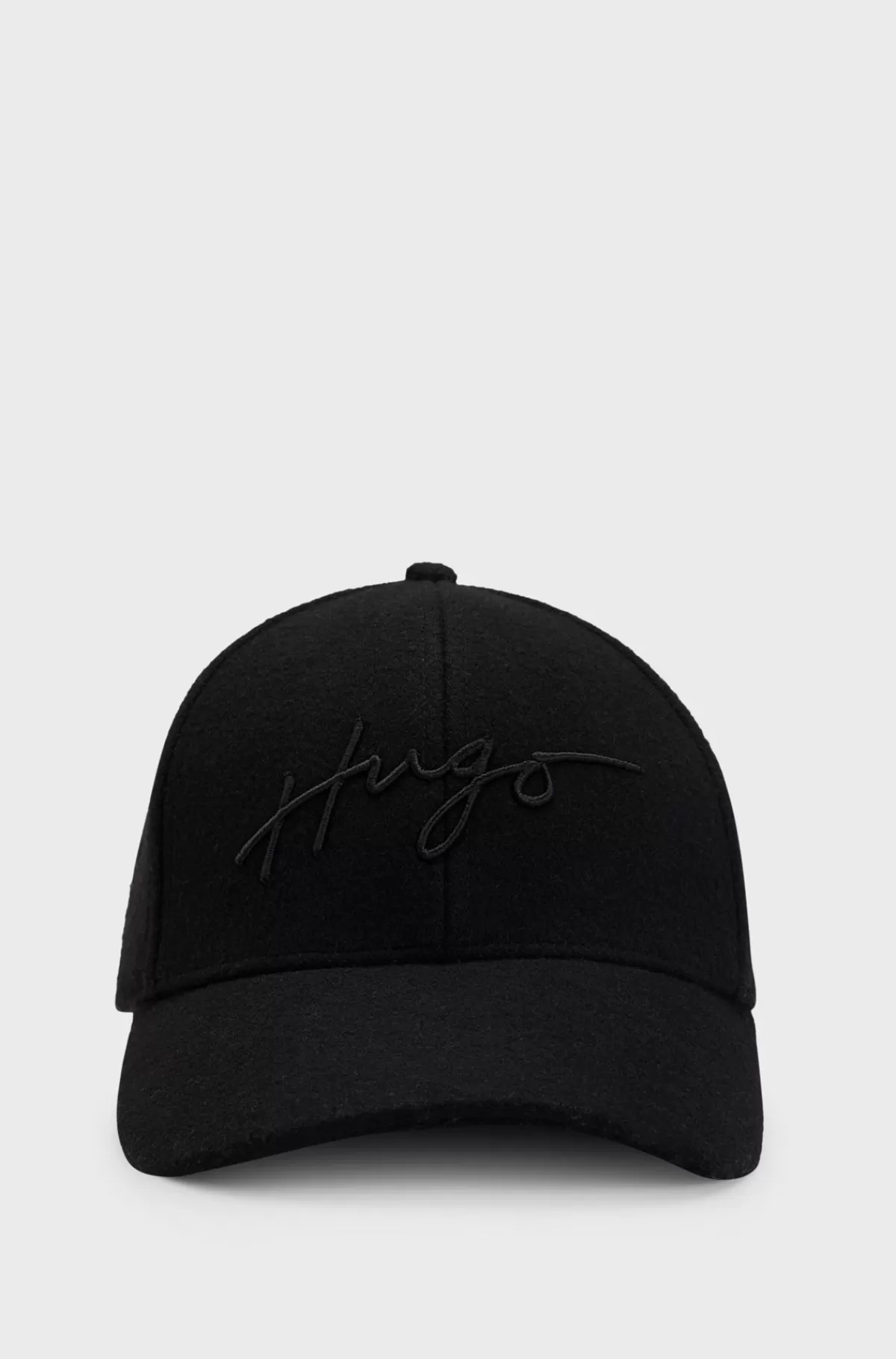 HUGO BOSS Kasket I Uldblanding Med Broderet Håndskrevet Logo Sort Cheap