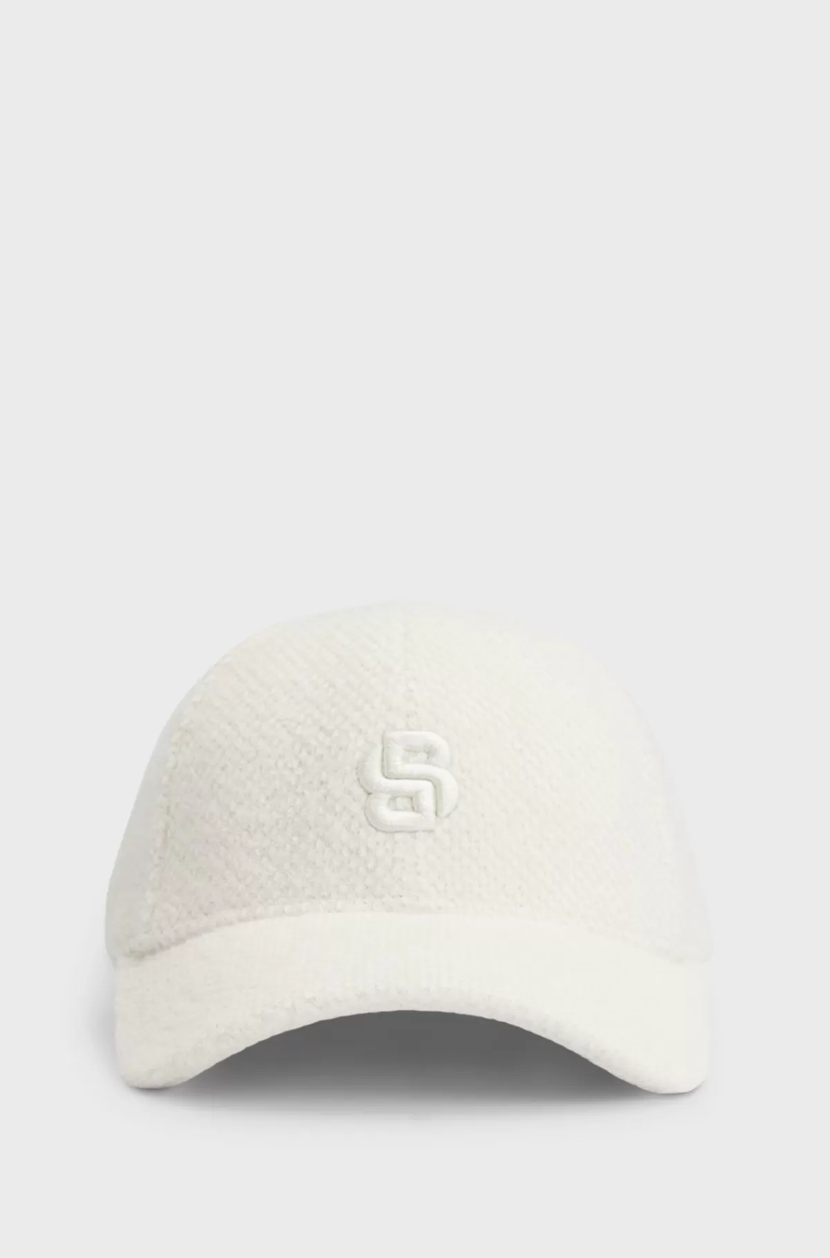 HUGO BOSS Kasket I Uldent Jersey Med Dobbelt B-monogram Hvid Store