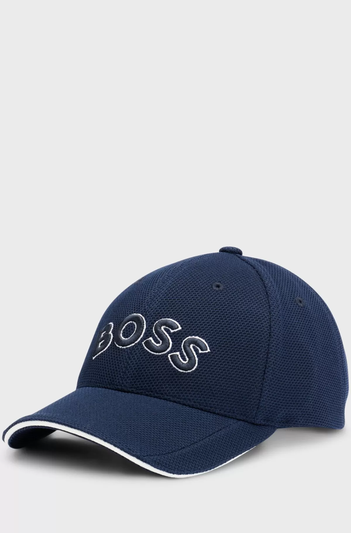HUGO BOSS Kasket Med Broderet Logo I Vævet Piqué Mørkeblå Discount