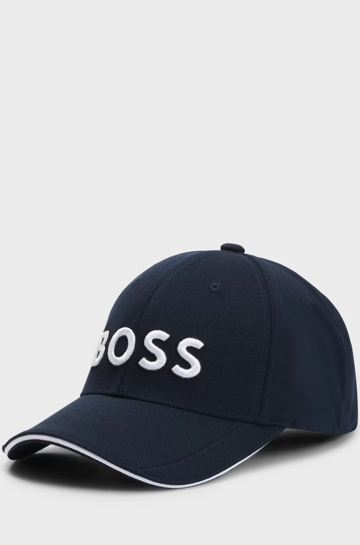 HUGO BOSS Kasket Med Seks Paneler I Strikket Piqué Med Broderet Logo Mørkeblå Clearance