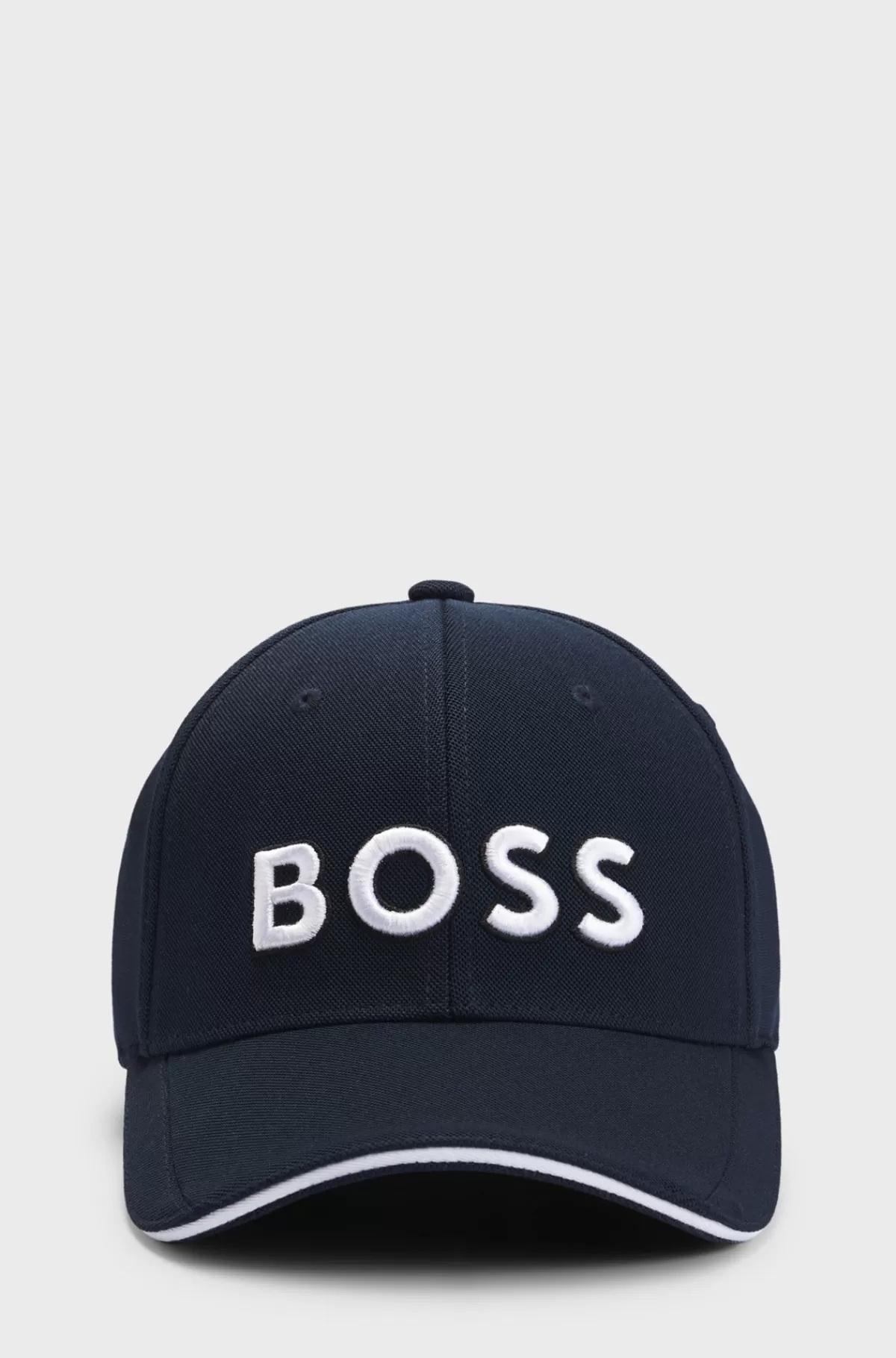 HUGO BOSS Kasket Med Seks Paneler I Strikket Piqué Med Broderet Logo Mørkeblå Clearance