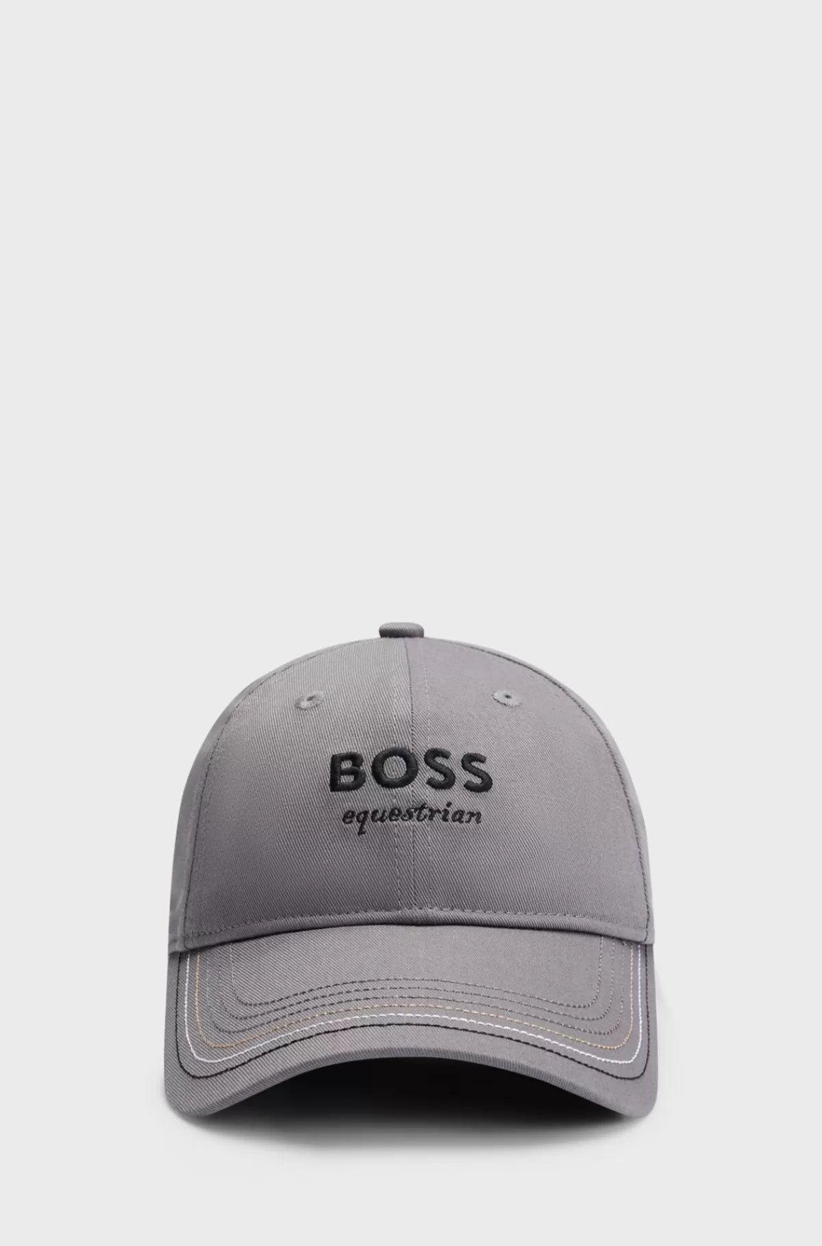 HUGO BOSS Kasket Til Hestesport Med Broderet Logo Og Læderrem Grå Cheap