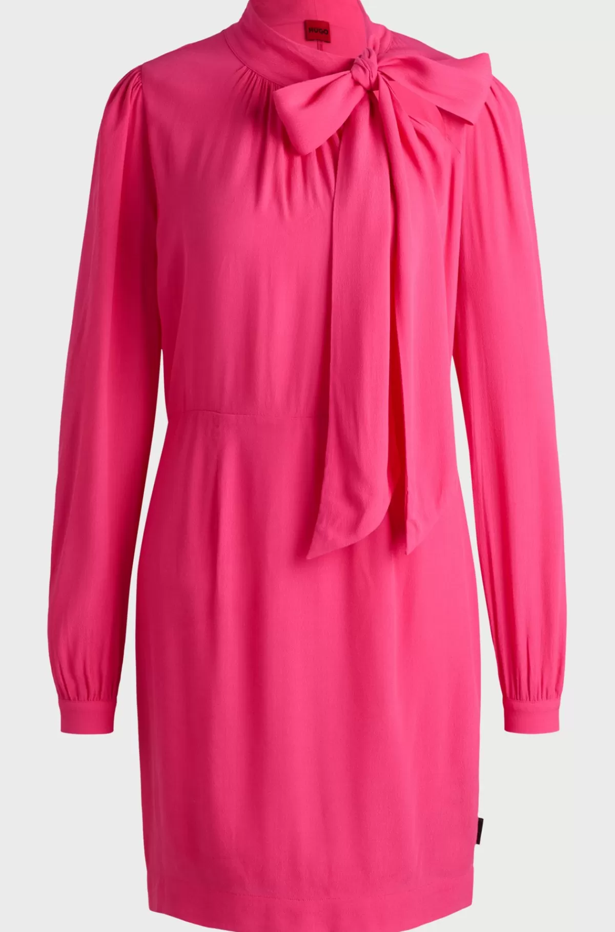 HUGO BOSS Kjole I Crepestof Med Lange ærmer Og Sløjfe I Halsen Pink Fashion