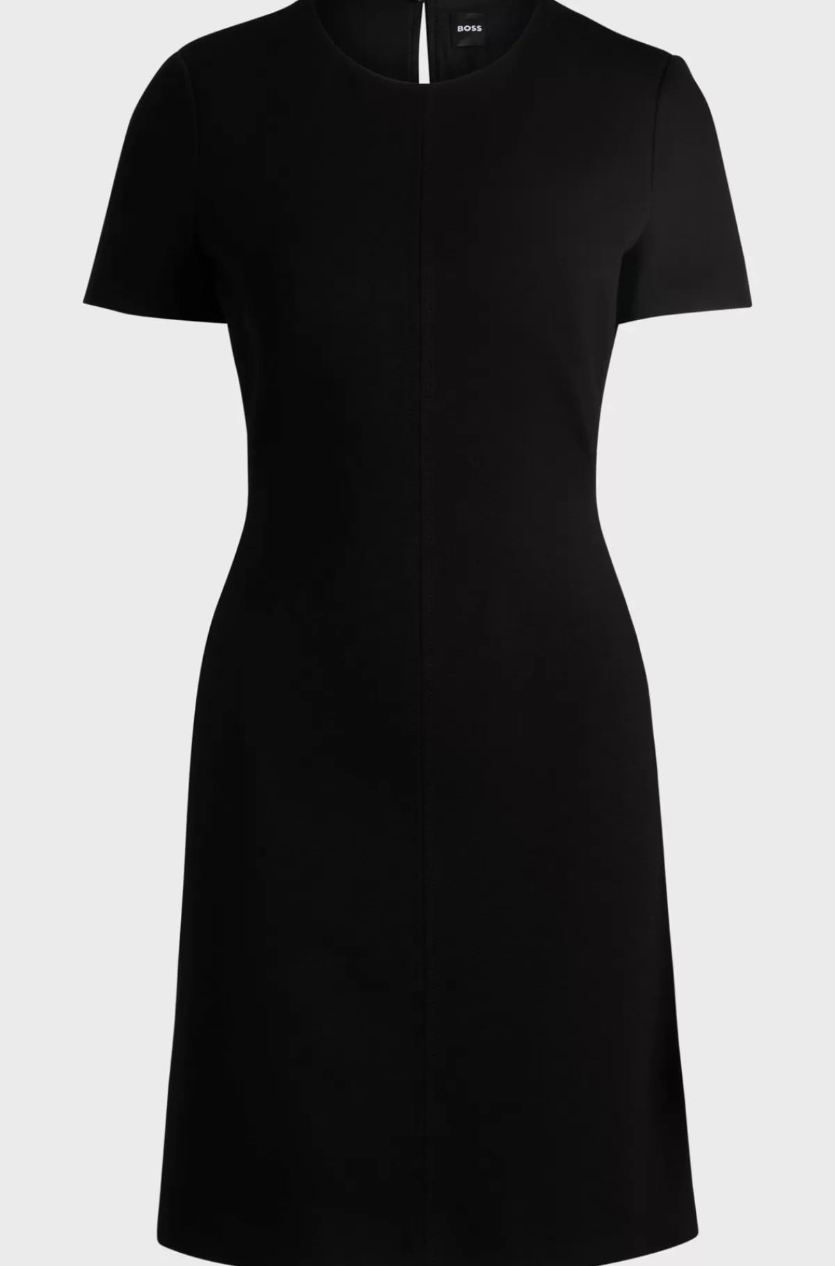 HUGO BOSS Kjole Med Slim Fit Og Crew Neck I Stof Med Stræk Sort Best Sale