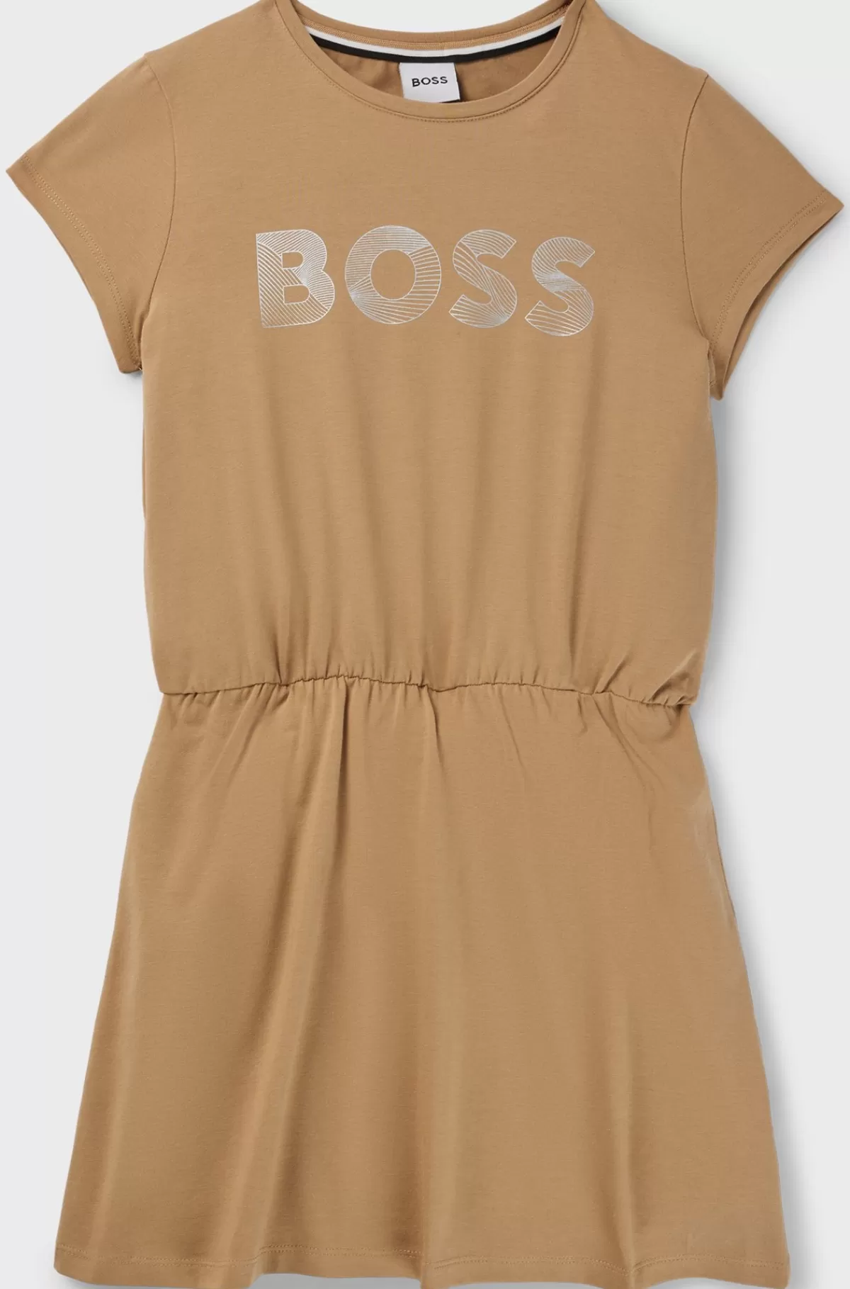 HUGO BOSS Kjole Til Børn I Bomuld Med Stræk Med Glansfuldt Logoprint Brun Best Sale