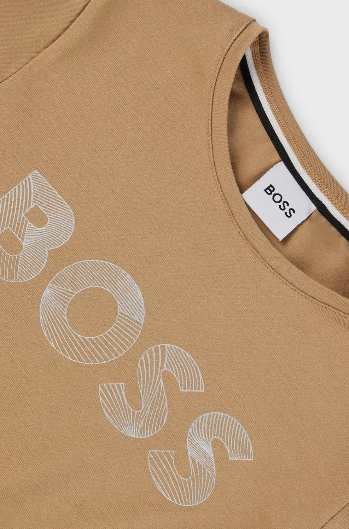 HUGO BOSS Kjole Til Børn I Bomuld Med Stræk Med Glansfuldt Logoprint Brun Best Sale