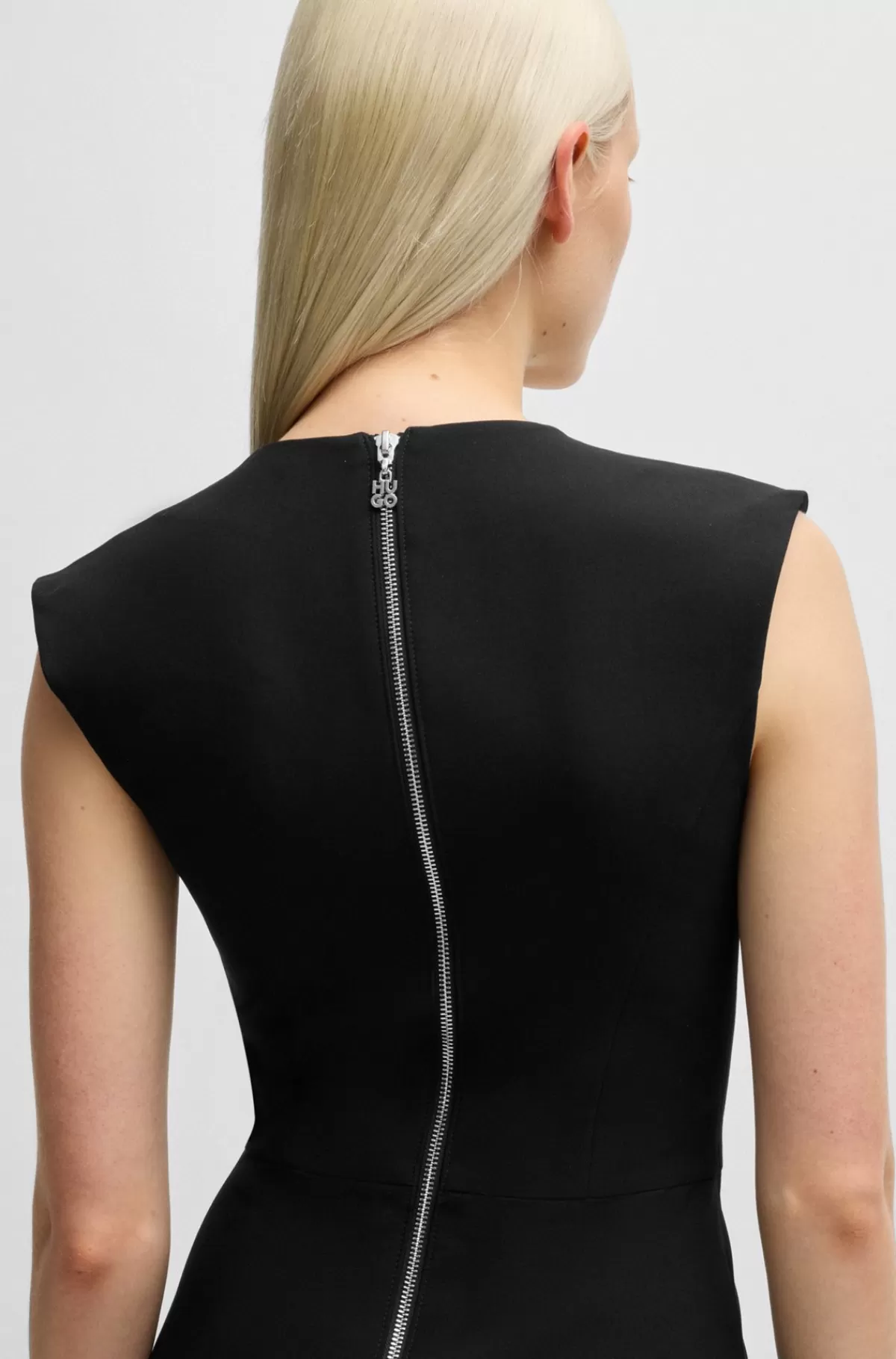 HUGO BOSS Kjole Uden ærmer Med Svajende Skørt I Stof Med Stræk Sort Flash Sale