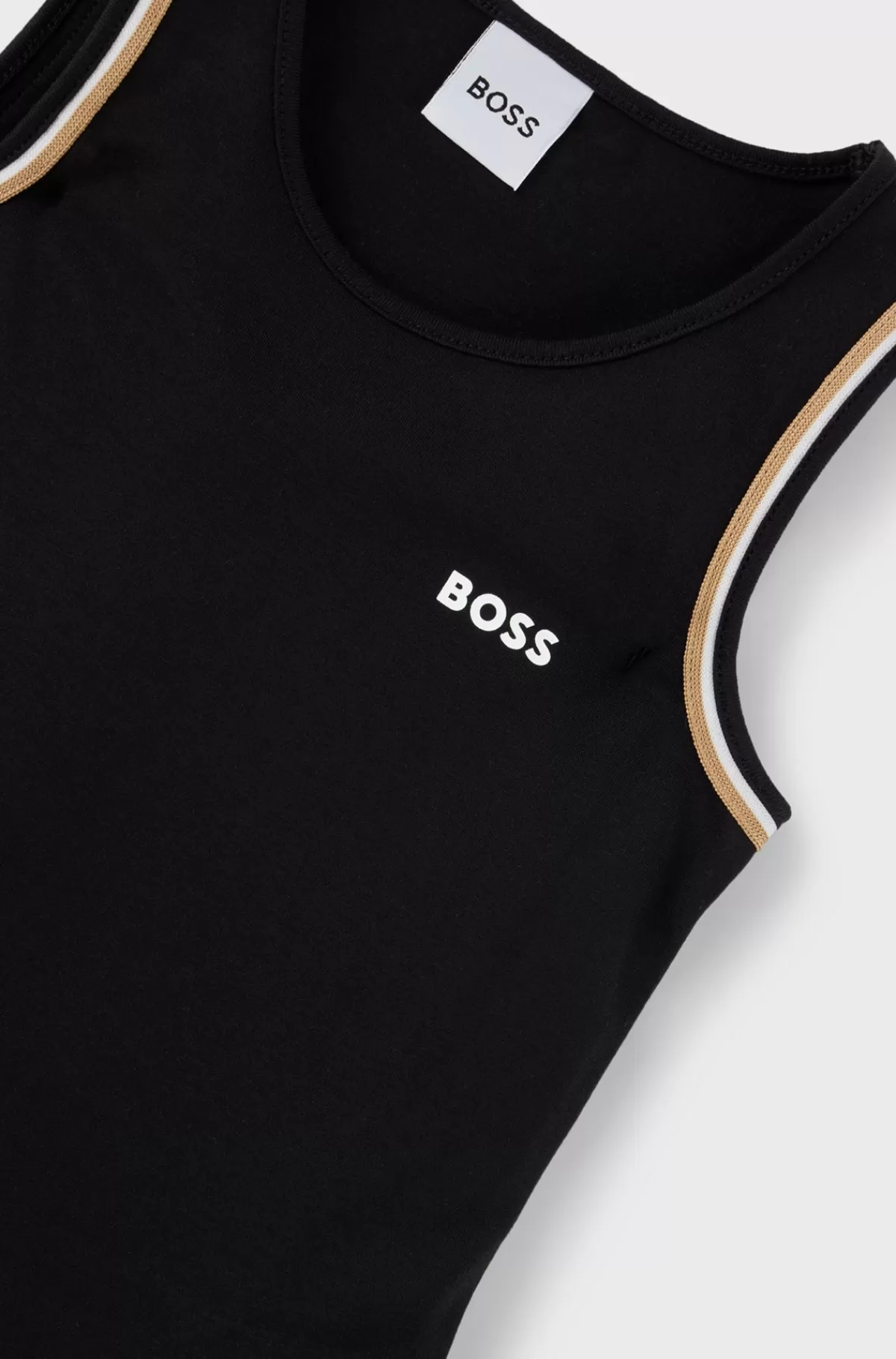 HUGO BOSS Kjole Uden ærmer Til Børn I Stof Med Stræk Og Logoprint Sort Discount