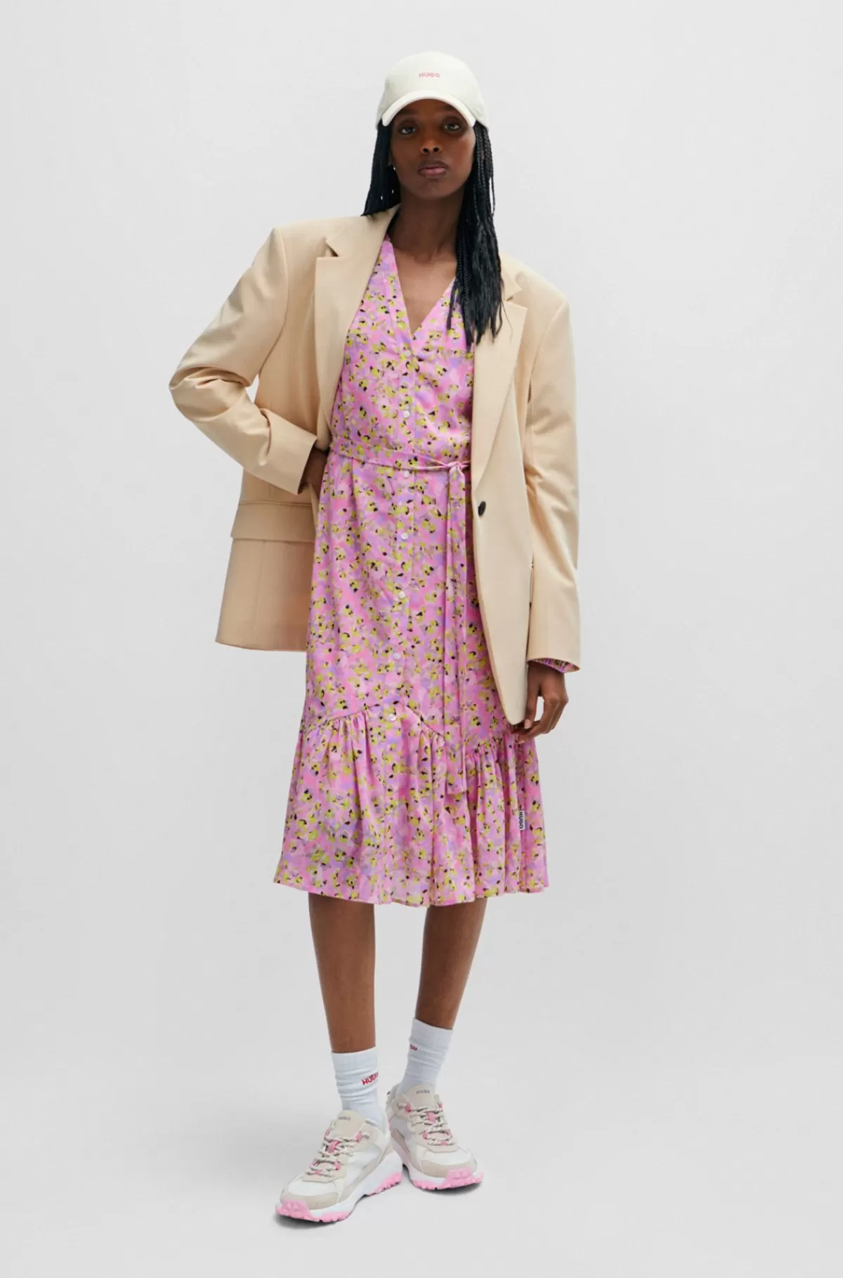 HUGO BOSS Kondisko I Blandede Materialer Med Kontrasterende Detaljer Lys pink Hot