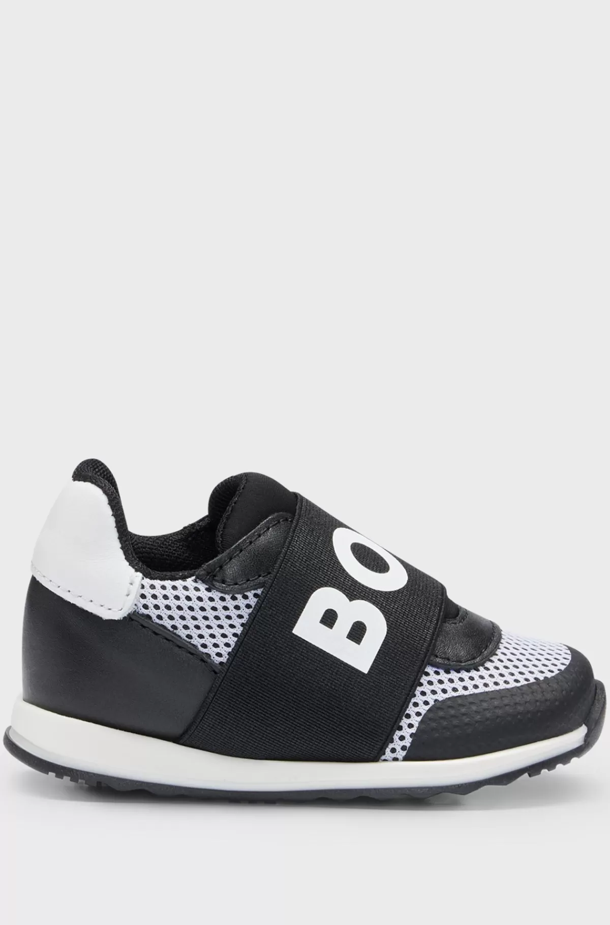 HUGO BOSS Kondisko Til Børn I Læder Og Mesh Med Logorem Sort Best Sale