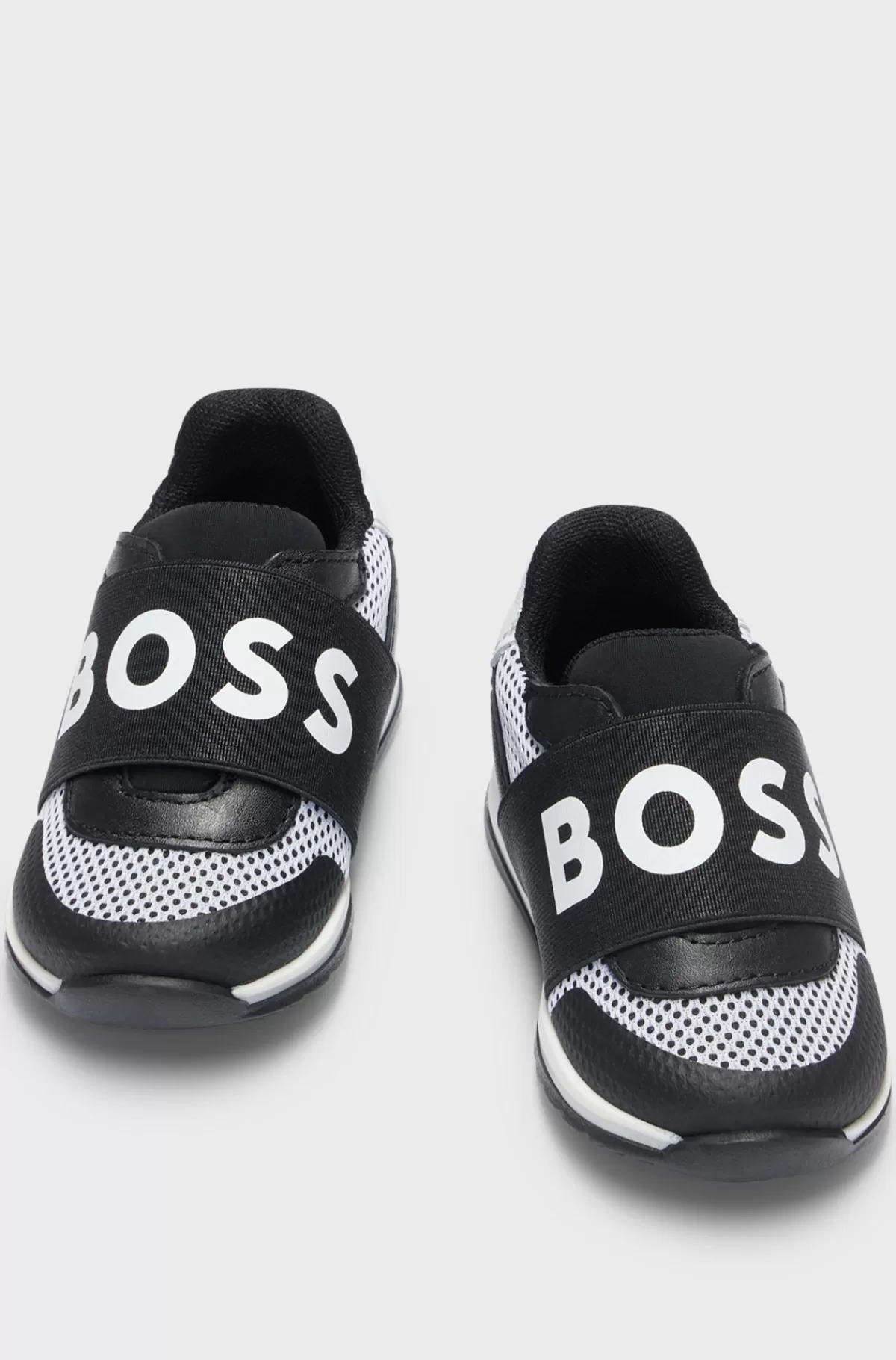 HUGO BOSS Kondisko Til Børn I Læder Og Mesh Med Logorem Sort Best Sale