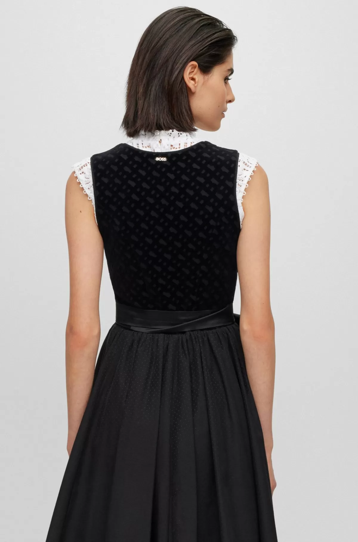 HUGO BOSS Kort BOSS X Kinga Mathe-skjorte I Blomstret Blondestof Hvid New