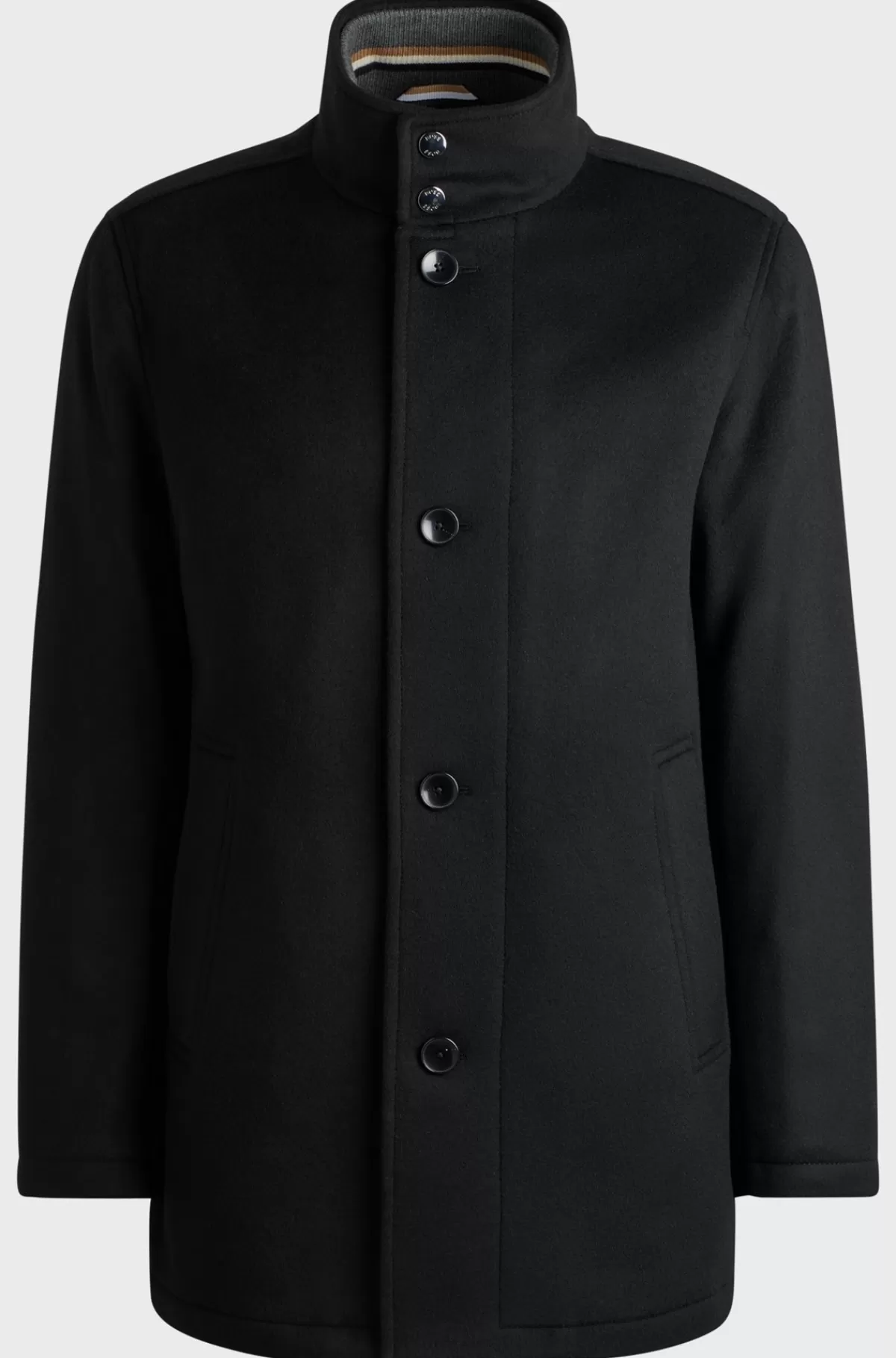 HUGO BOSS Kort Frakke Med Relaxed Fit I Ny Uld Og Kashmir Sort Cheap