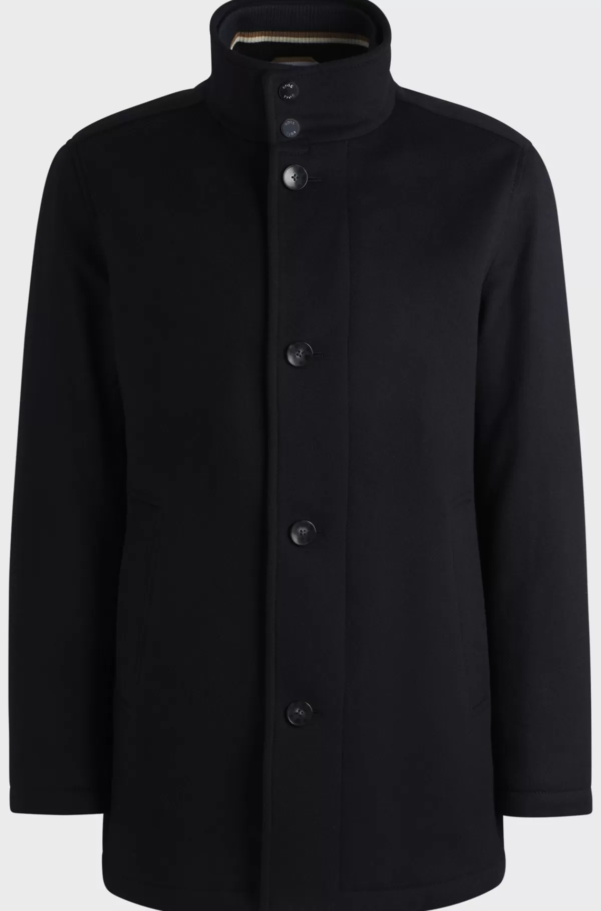 HUGO BOSS Kort Frakke Med Relaxed Fit I Ny Uld Og Kashmir Mørkeblå Discount