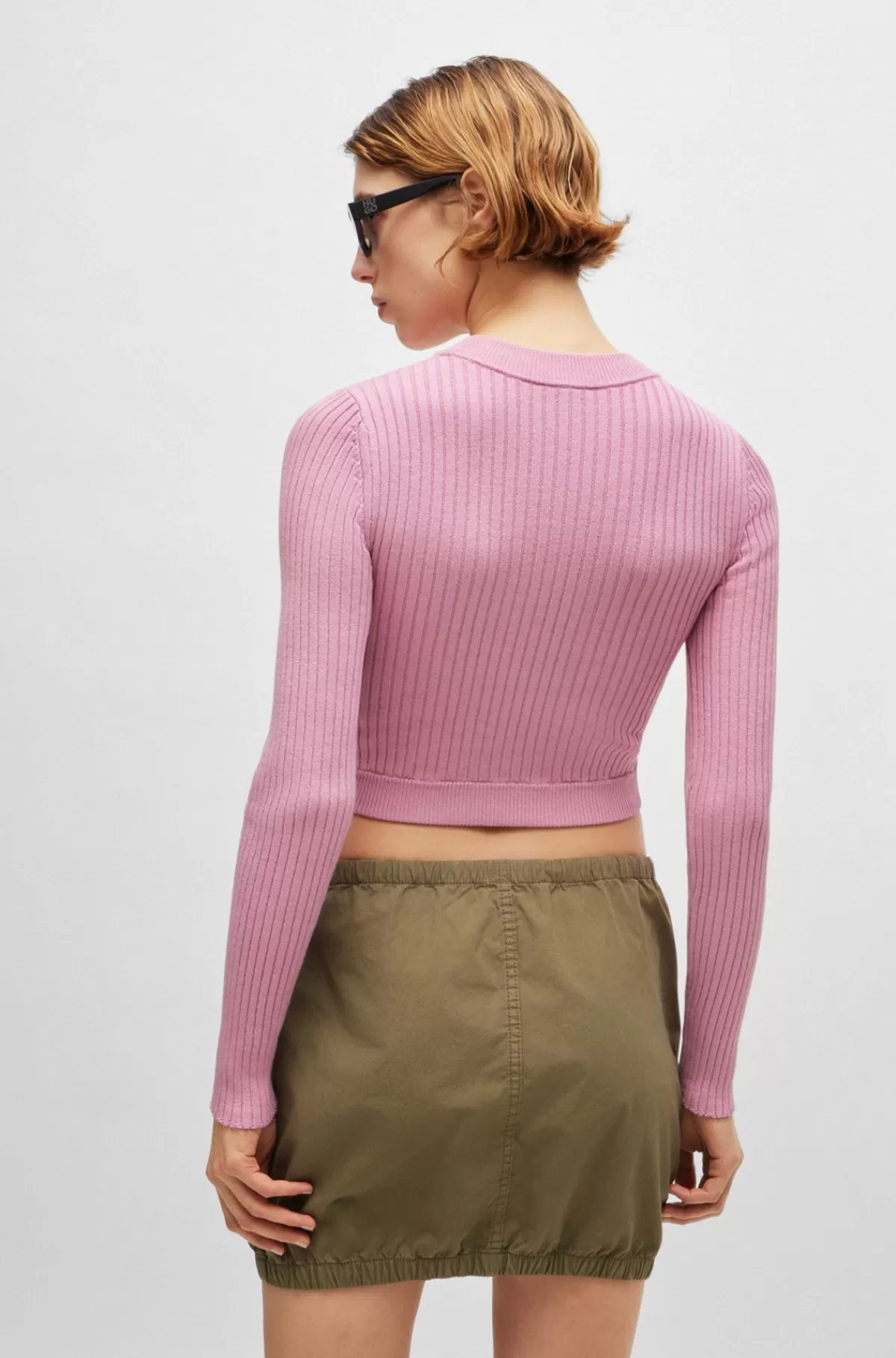 HUGO BOSS Kort Sweater Med Blåt Logomærkat Lys pink Best