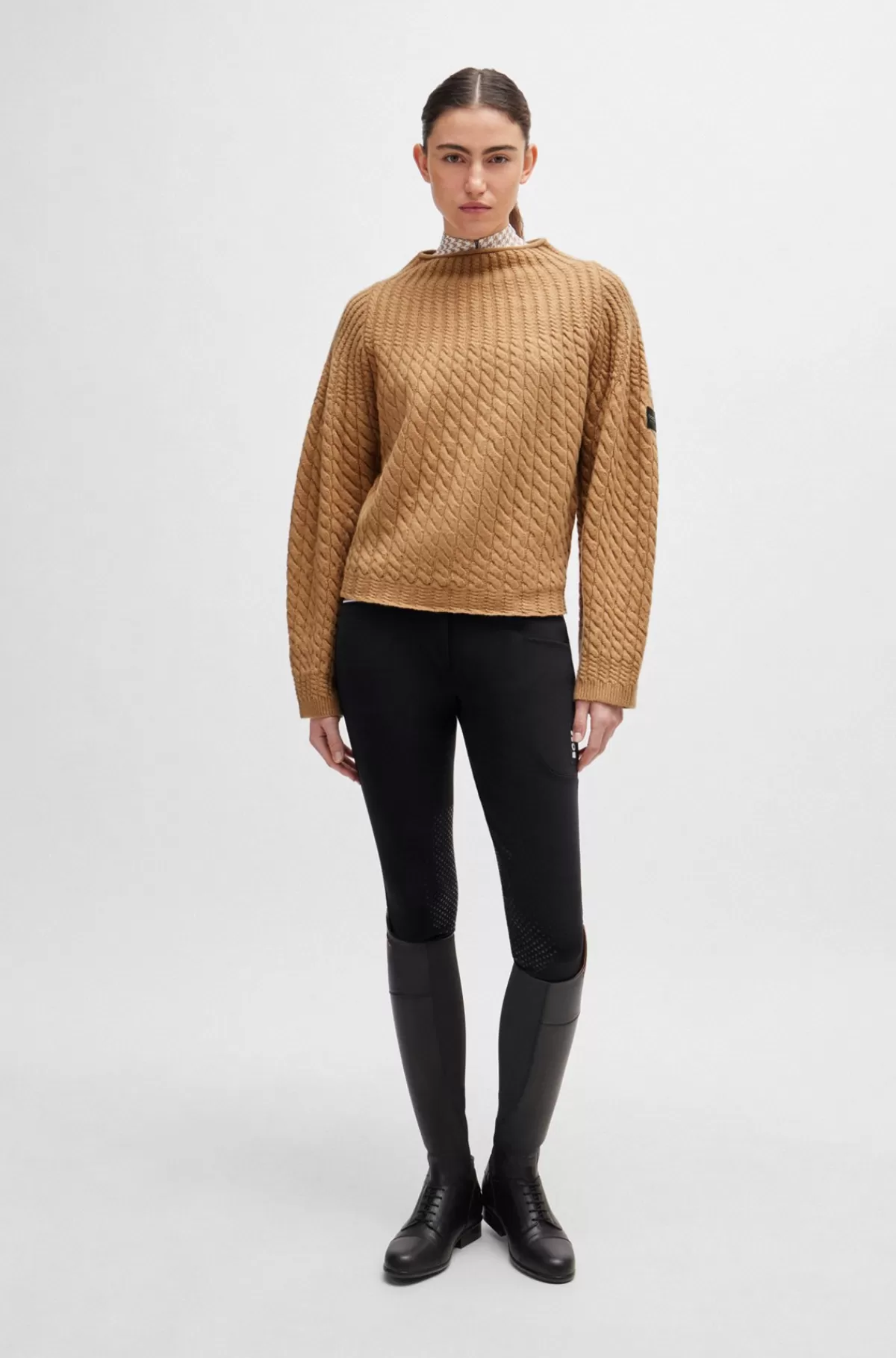 HUGO BOSS Kort Sweater Til Hestesport I Uld Og Kashmir Brun Discount