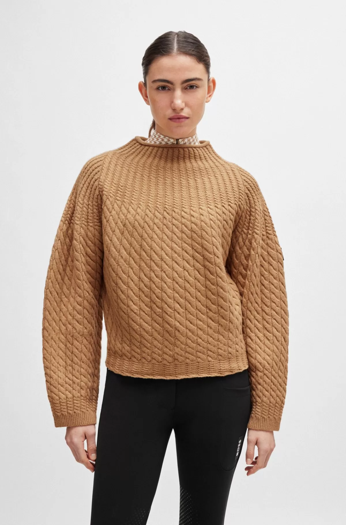 HUGO BOSS Kort Sweater Til Hestesport I Uld Og Kashmir Brun Discount