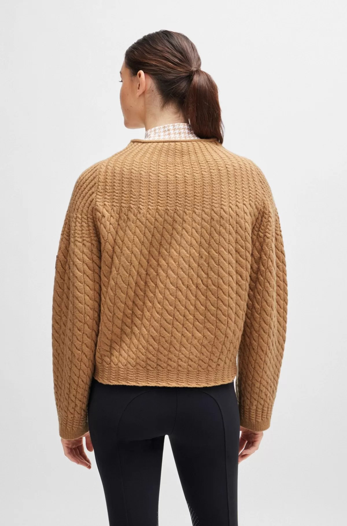 HUGO BOSS Kort Sweater Til Hestesport I Uld Og Kashmir Brun Discount