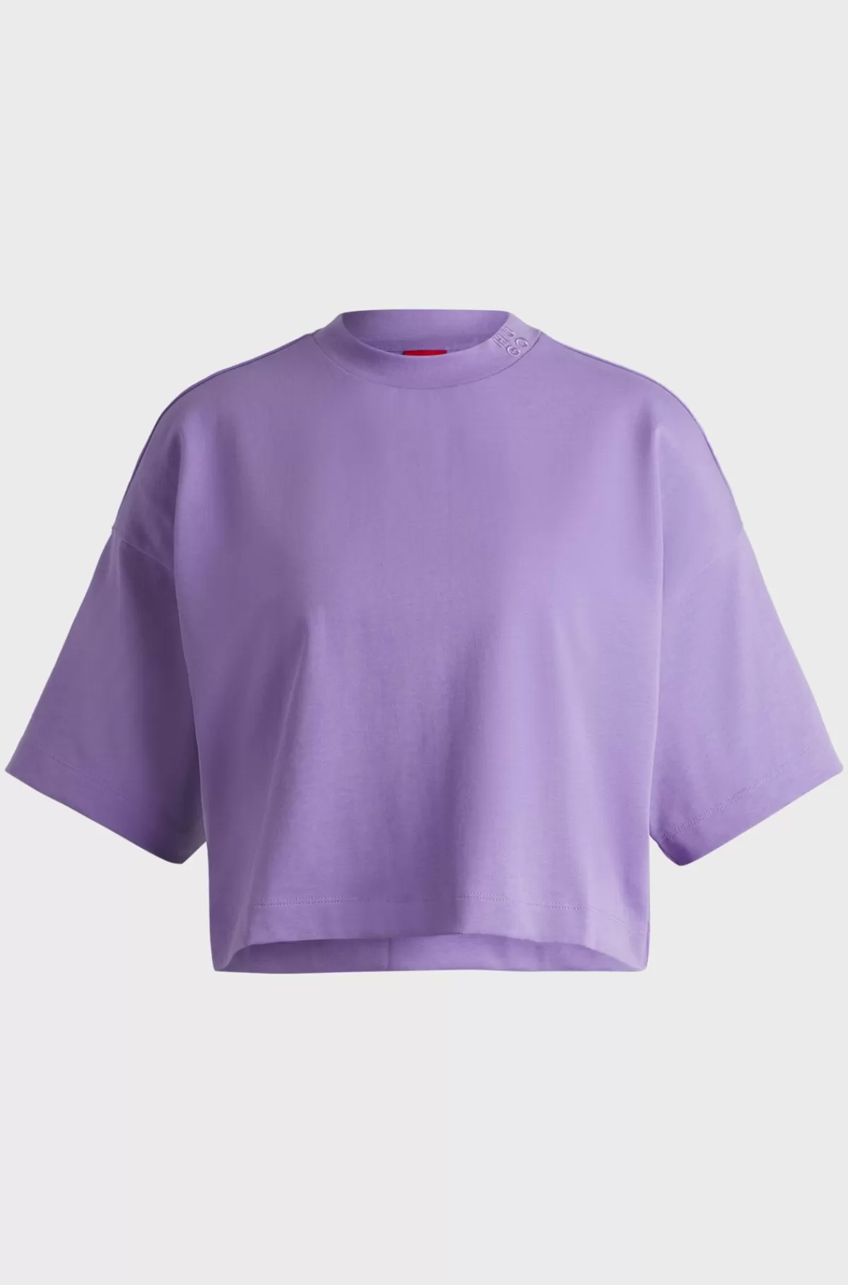 HUGO BOSS Kort T-shirt I Bomuldsjersey Med Relaxed Fit Og Stablet Logo Lyslilla Sale
