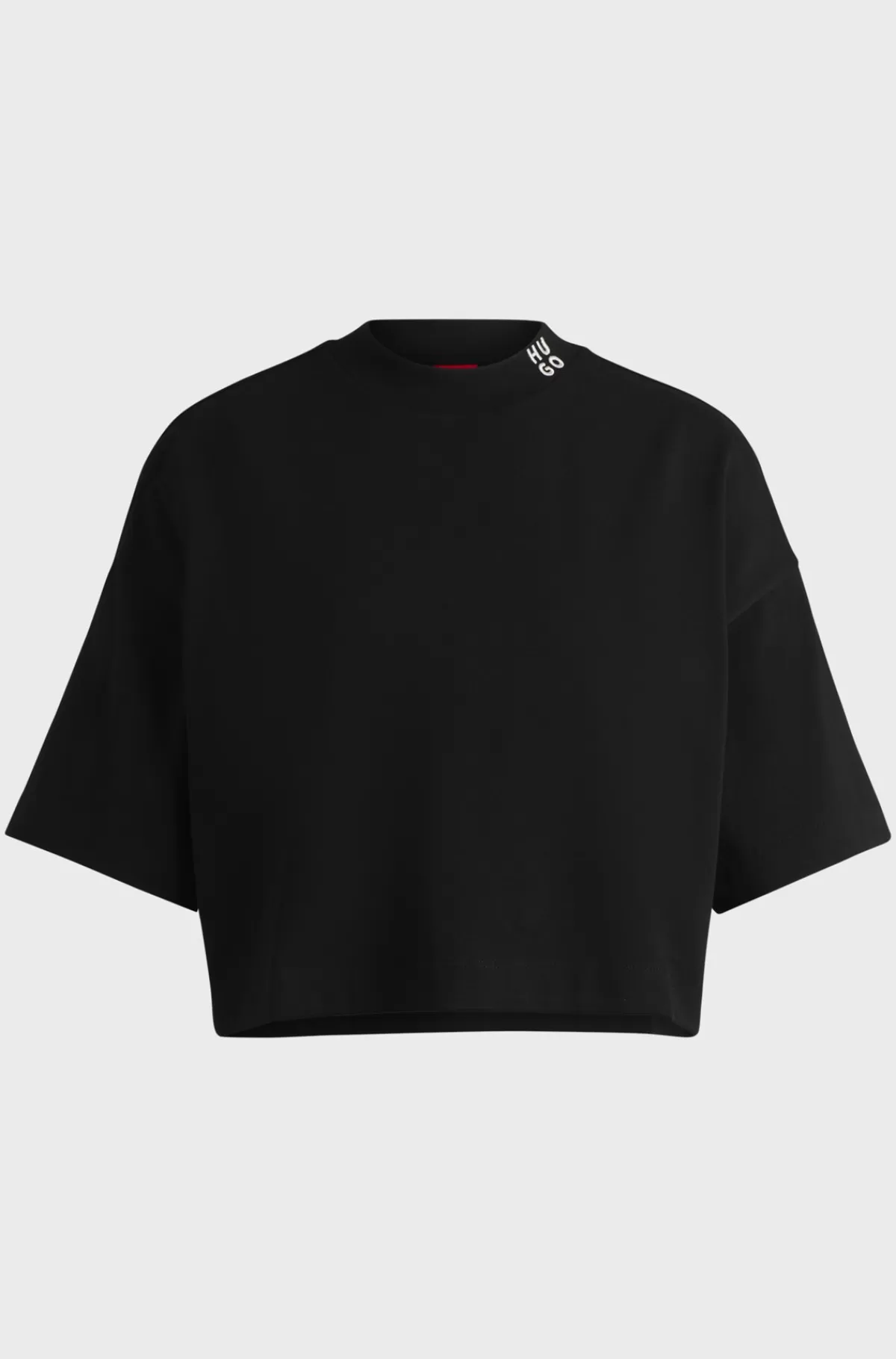 HUGO BOSS Kort T-shirt I Bomuldsjersey Med Relaxed Fit Og Stablet Logo Sort Fashion