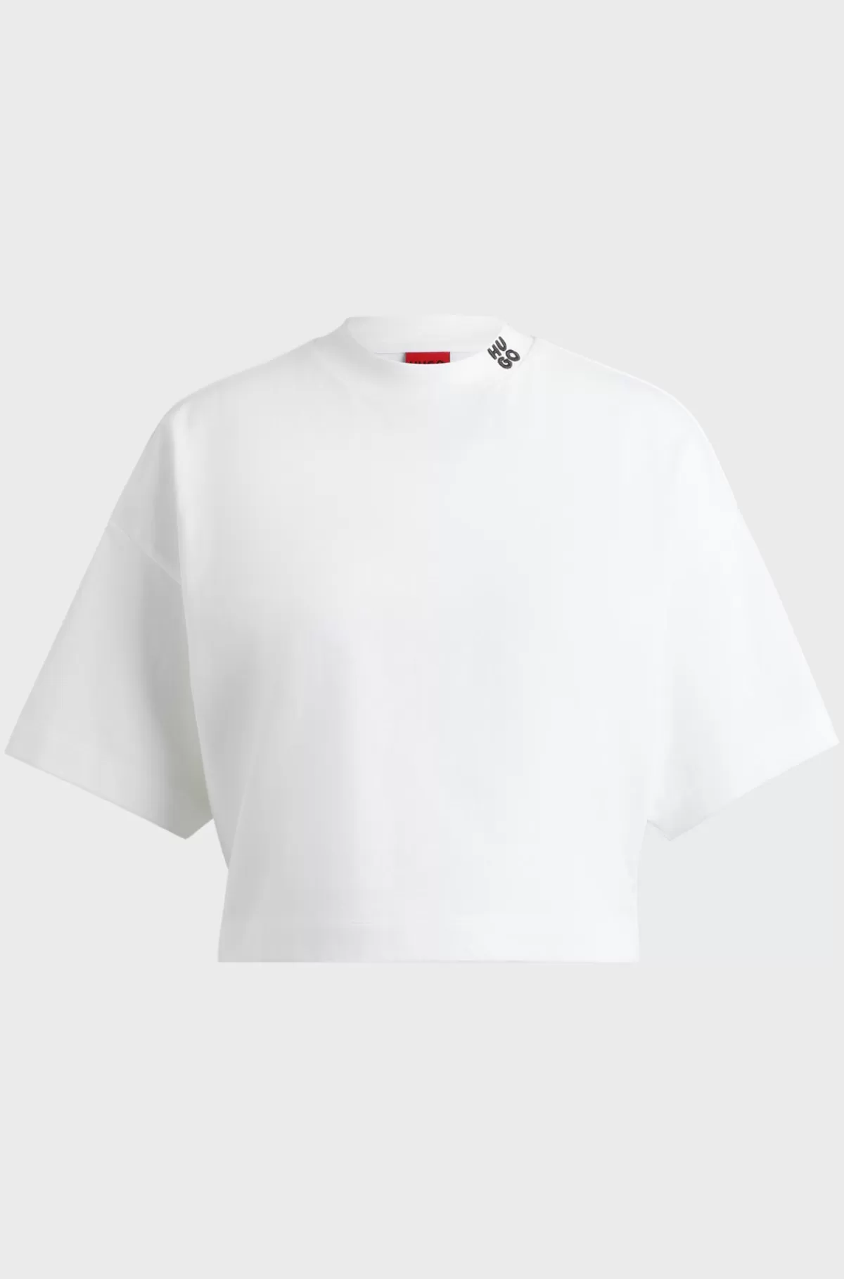 HUGO BOSS Kort T-shirt I Bomuldsjersey Med Relaxed Fit Og Stablet Logo Hvid Fashion