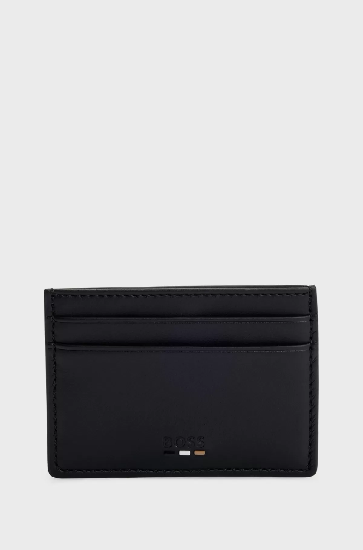 HUGO BOSS Kortholder I Imiteret Læder Med Signaturstribe Sort Fashion