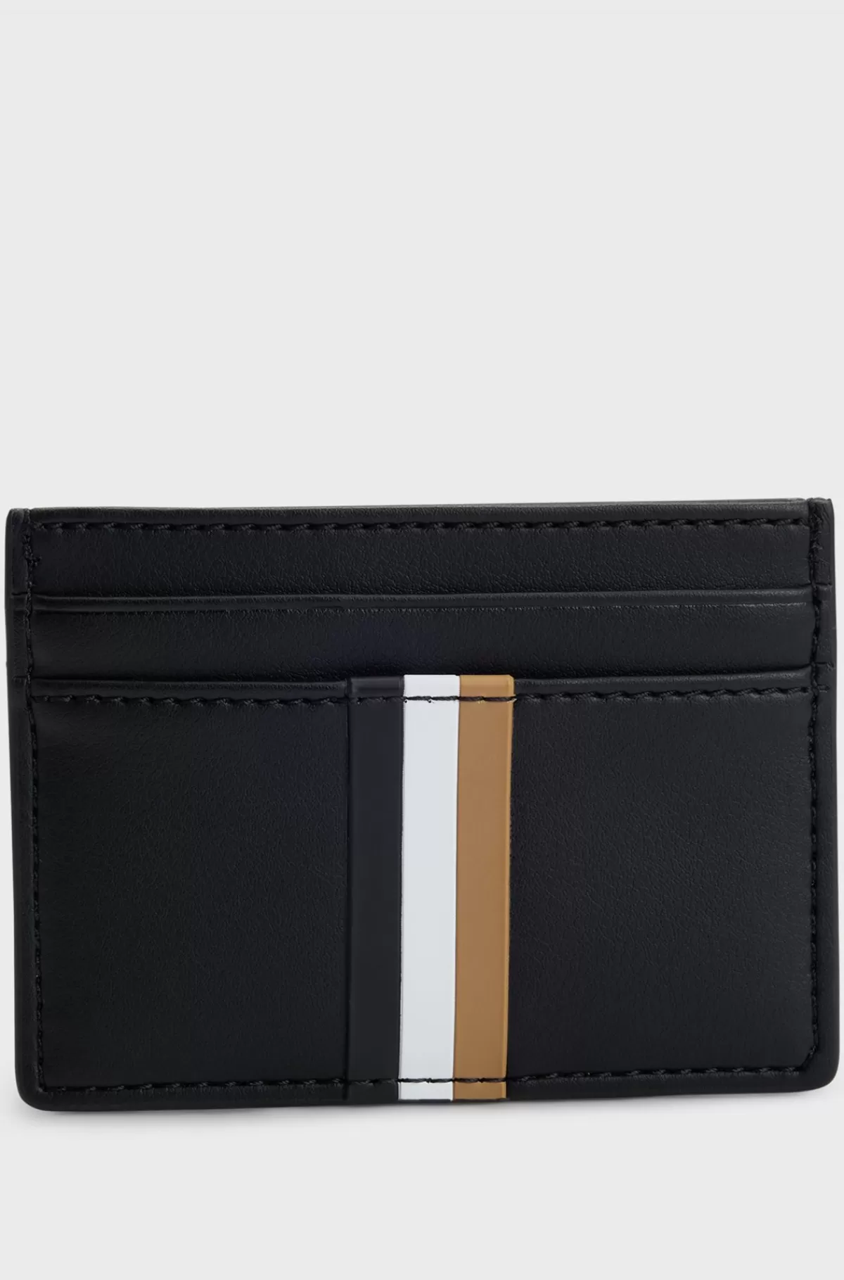 HUGO BOSS Kortholder I Imiteret Læder Med Signaturstribe Sort Fashion