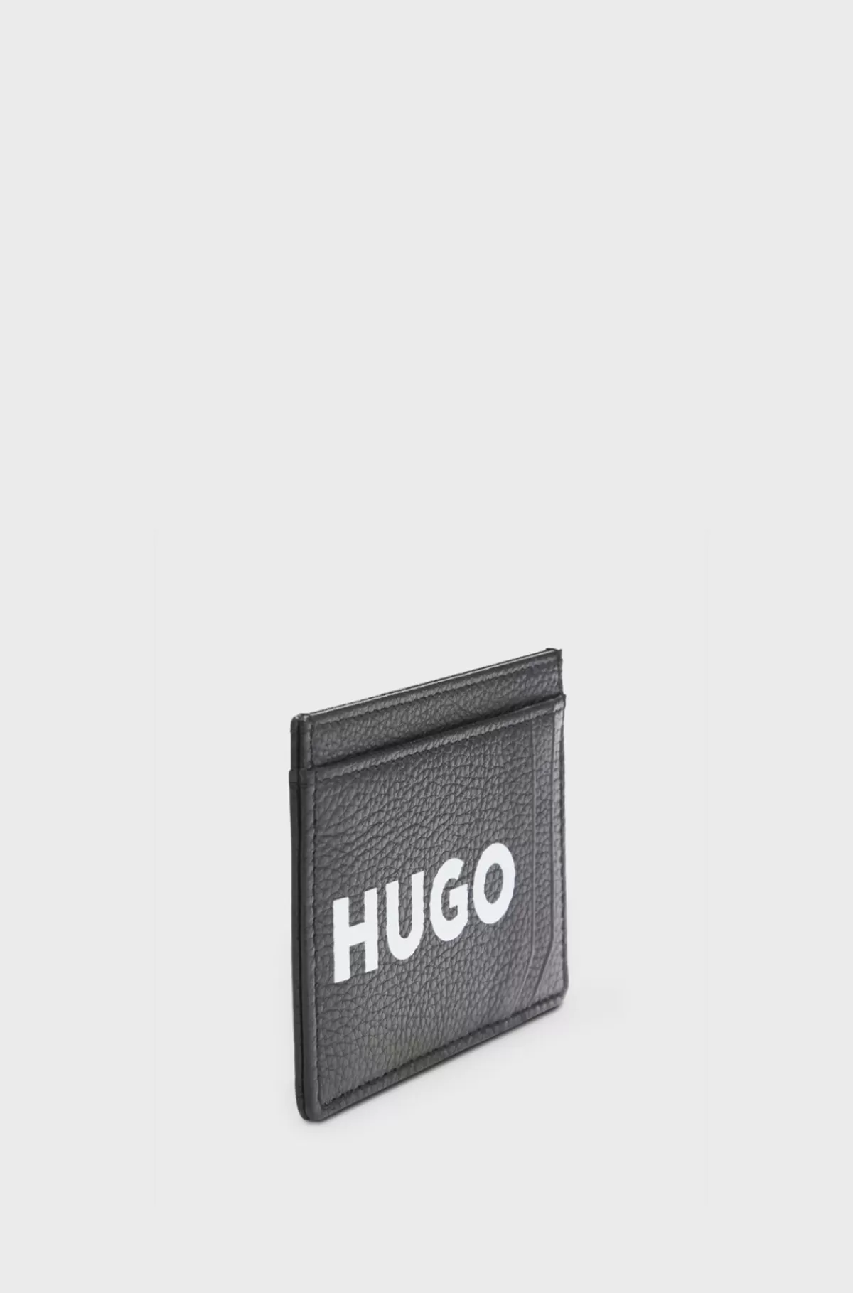 HUGO BOSS Kortholder I Kornet Læder Med Logo I Kontrastfarve Sort New