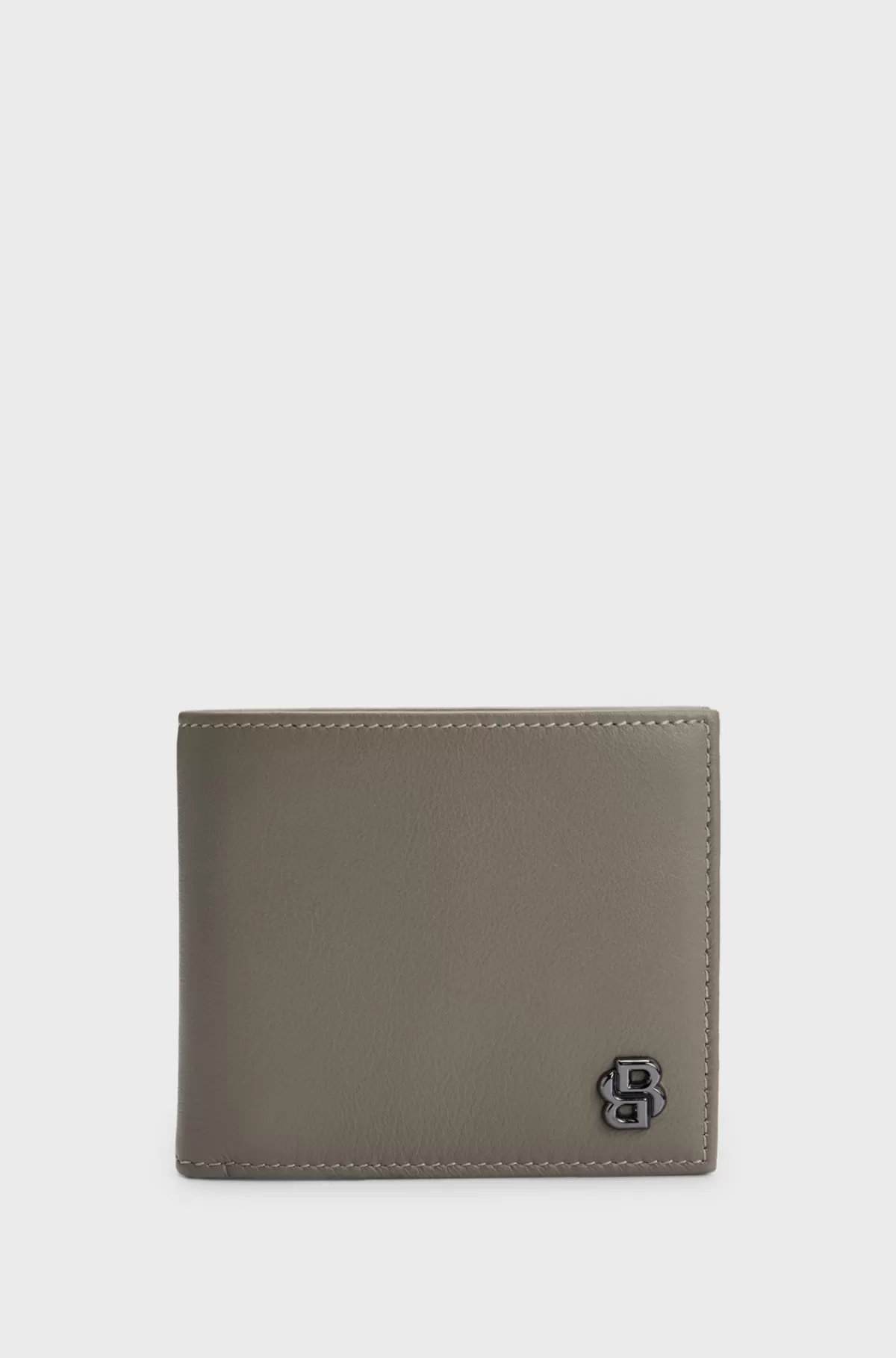 HUGO BOSS Kortholder I Læder Med Dobbelt B-monogram Beige Outlet