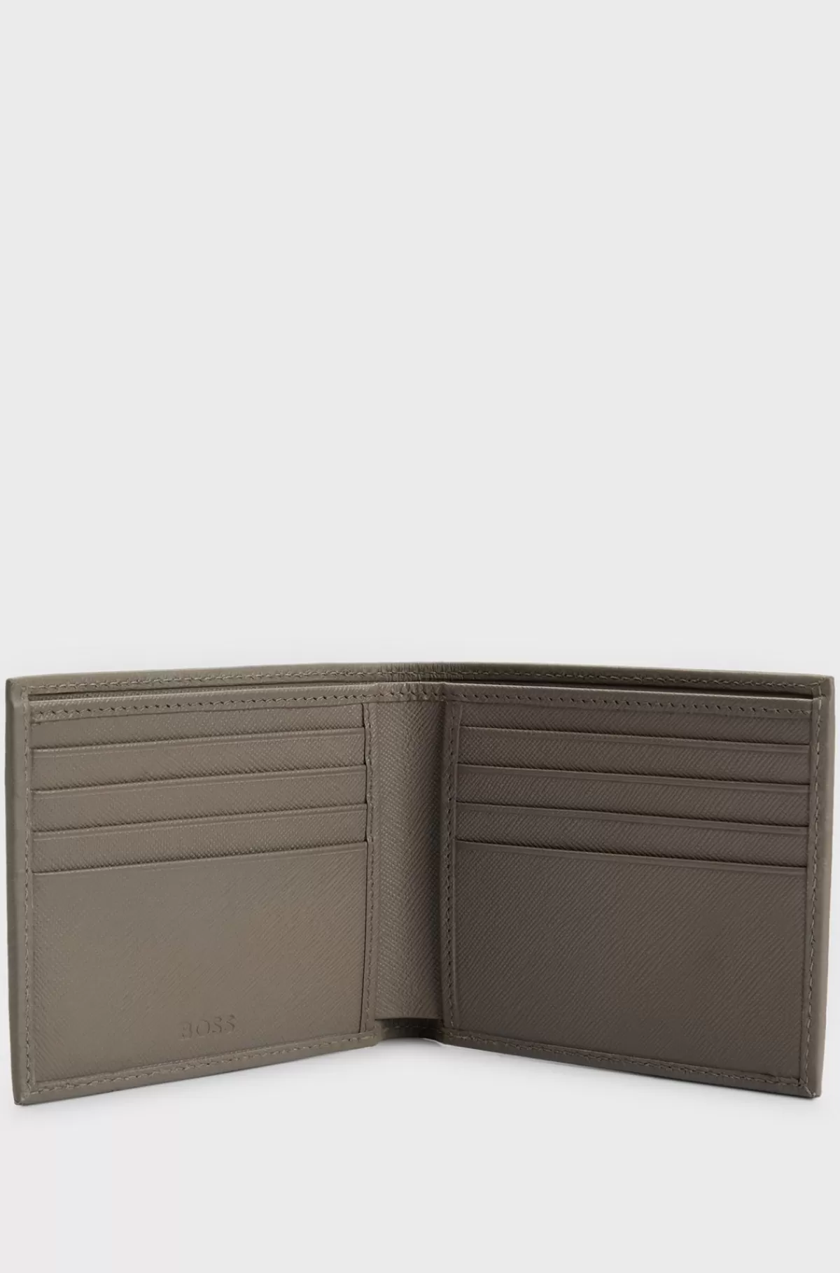 HUGO BOSS Kortholder I Læder Med Dobbelt B-monogram Beige Outlet