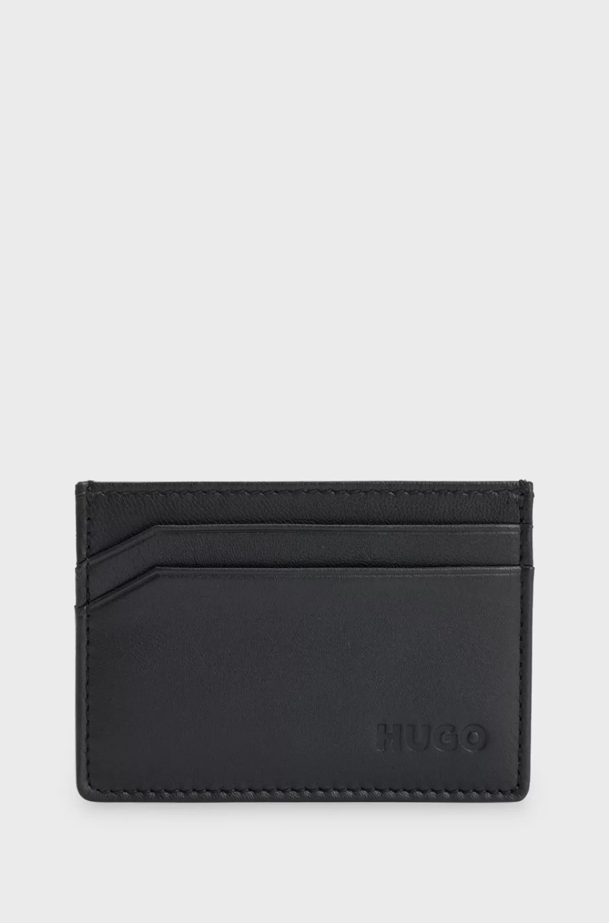 HUGO BOSS Kortholder I Læder Med Logo Sort Outlet