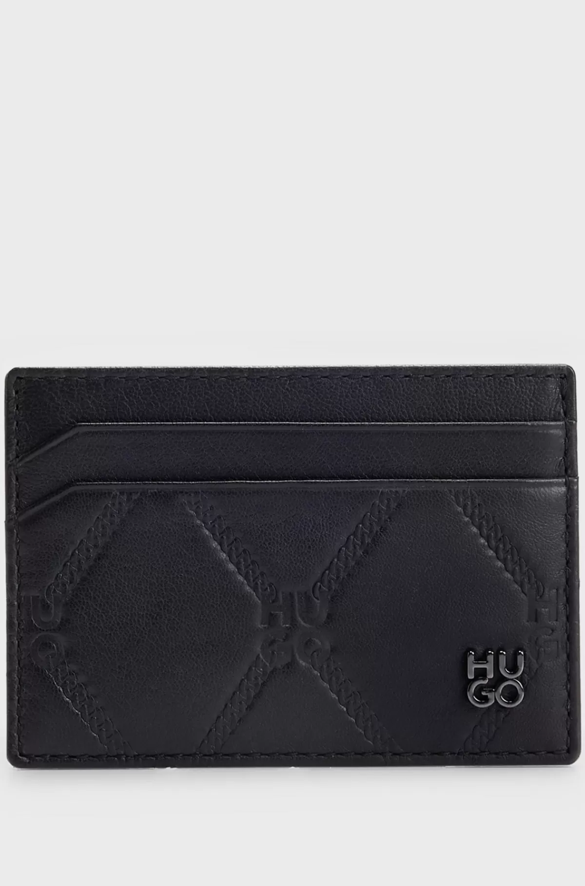 HUGO BOSS Kortholder I Nappalæder Med Stablede Logoer Sort Hot