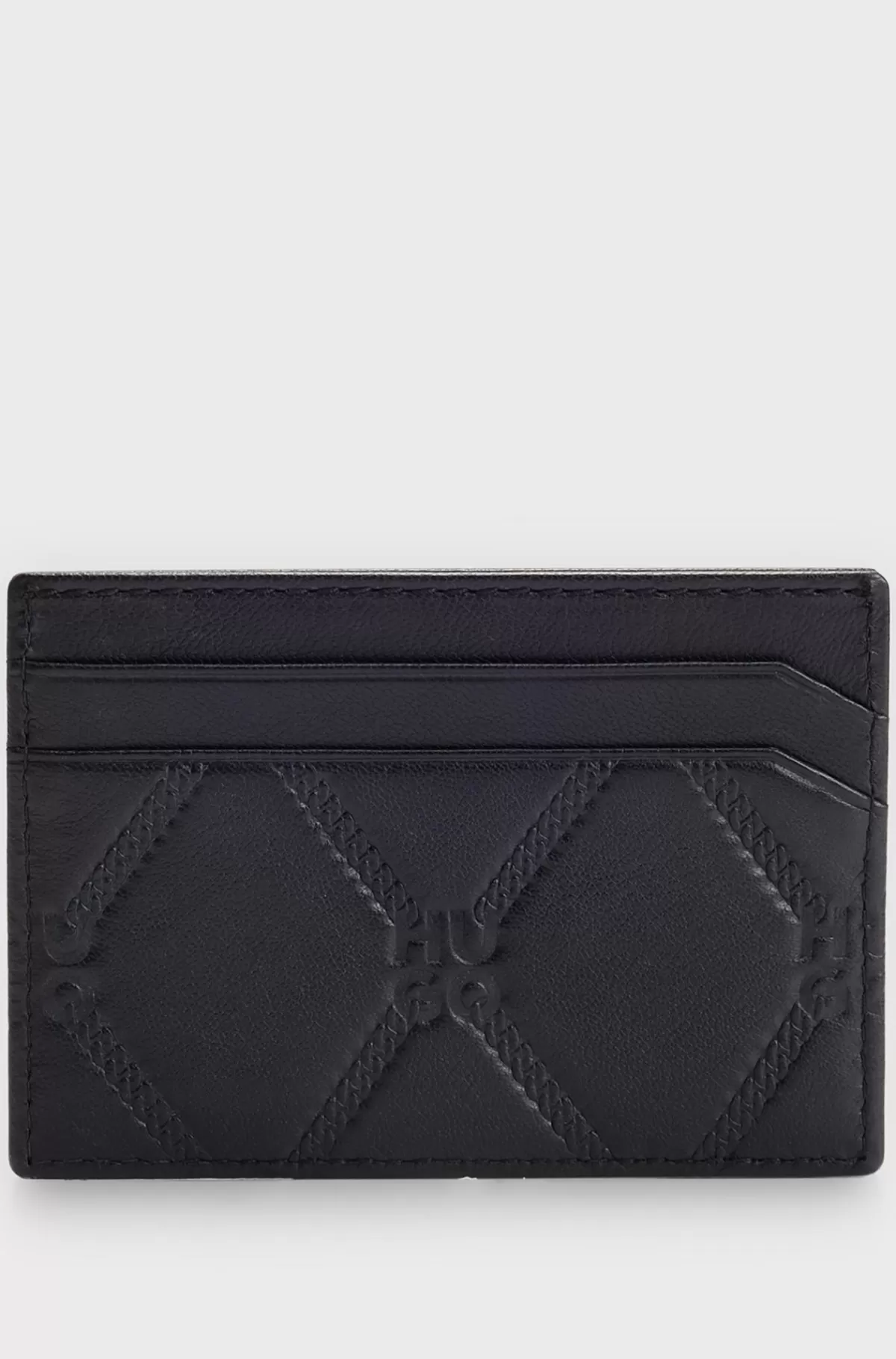 HUGO BOSS Kortholder I Nappalæder Med Stablede Logoer Sort Hot
