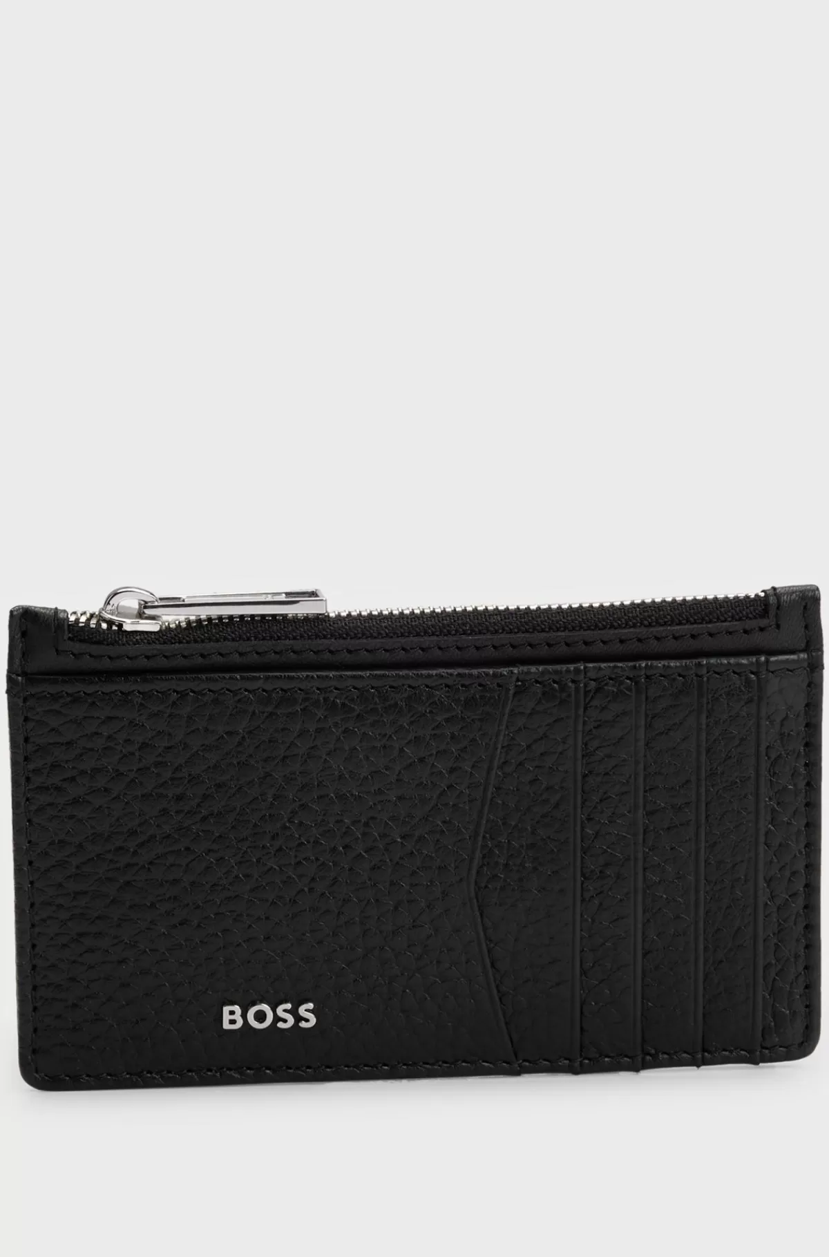 HUGO BOSS Kortholder I Narvlæder Med Møntlomme Med Lynlås Sort Outlet