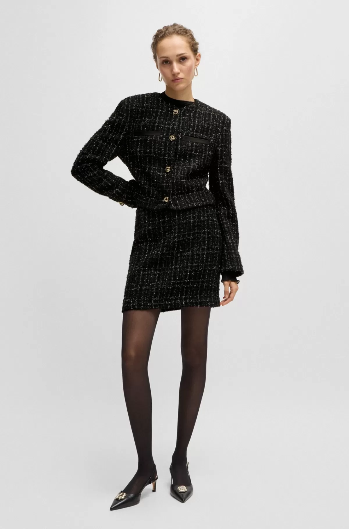 HUGO BOSS Kraveløs Jakke I Funklende Tweed Sort Best Sale